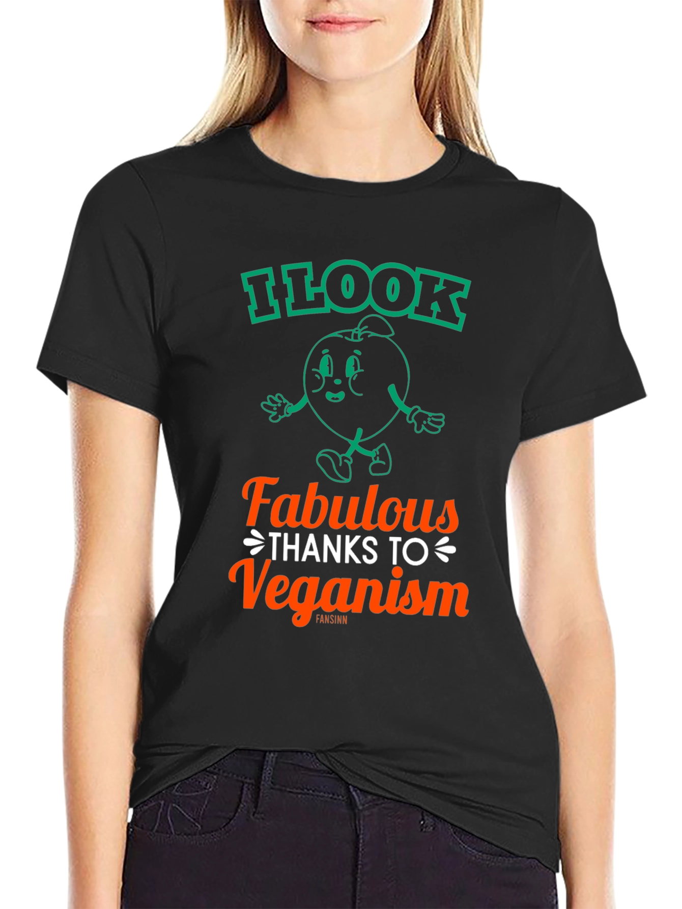 Black Veganism T-Shirt - I Look Fabulous view 2