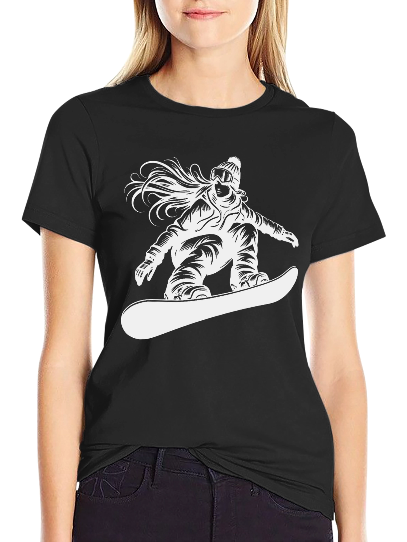 Black Snowboarder Graphic T-Shirt - Black Casual Tee view 2