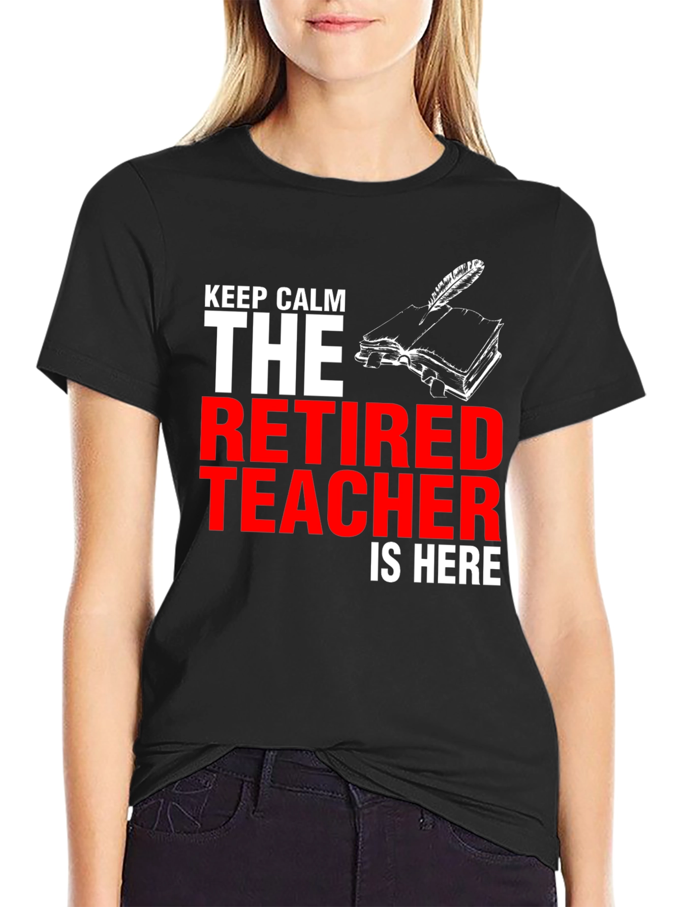 Black Retired Teacher T-Shirt - Keep Calm view 2