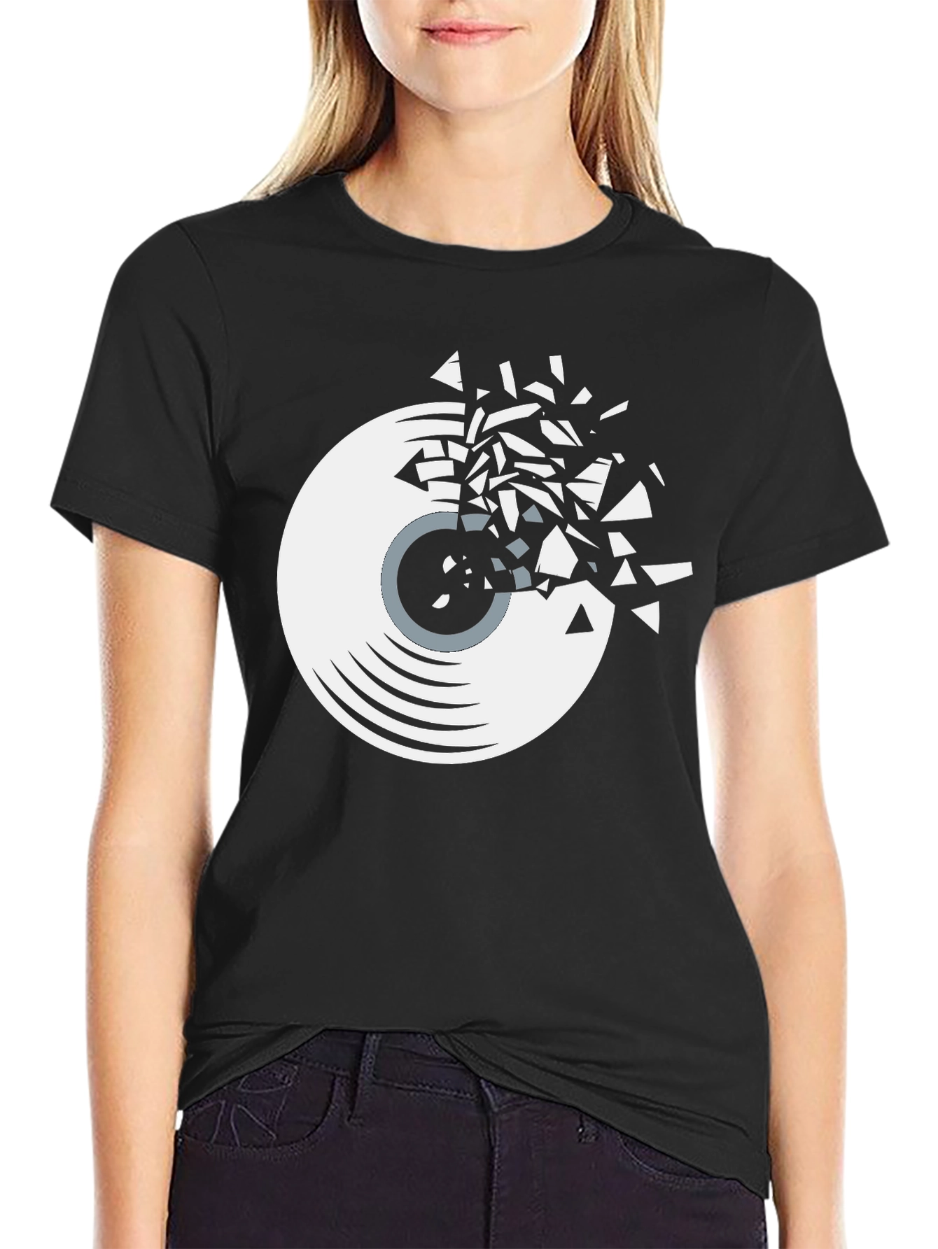 Black Shattered Record Graphic Tee - Black view 2