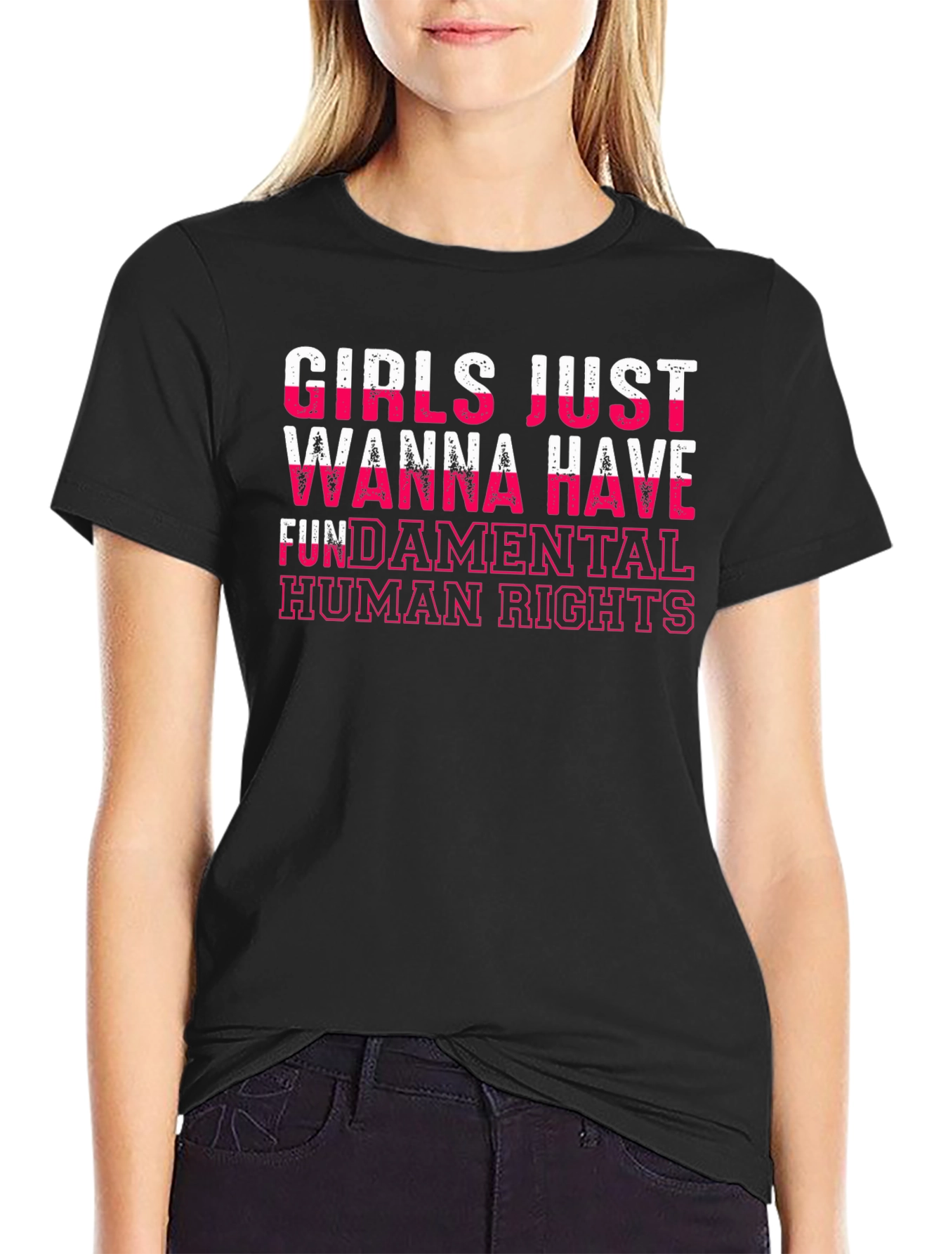 Black Girls Just Wanna Have Fundamental Human Rights T-Shirt view 2