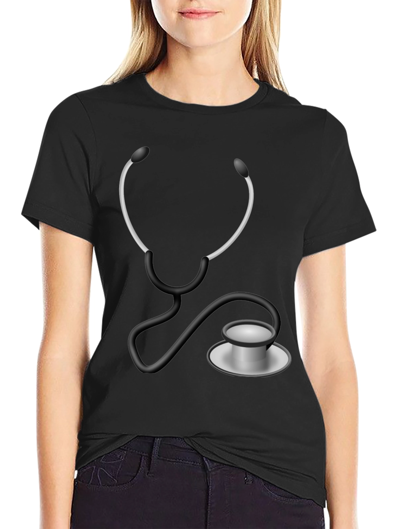 Black Stethoscope Graphic T-Shirt - Medical Humor Tee view 2