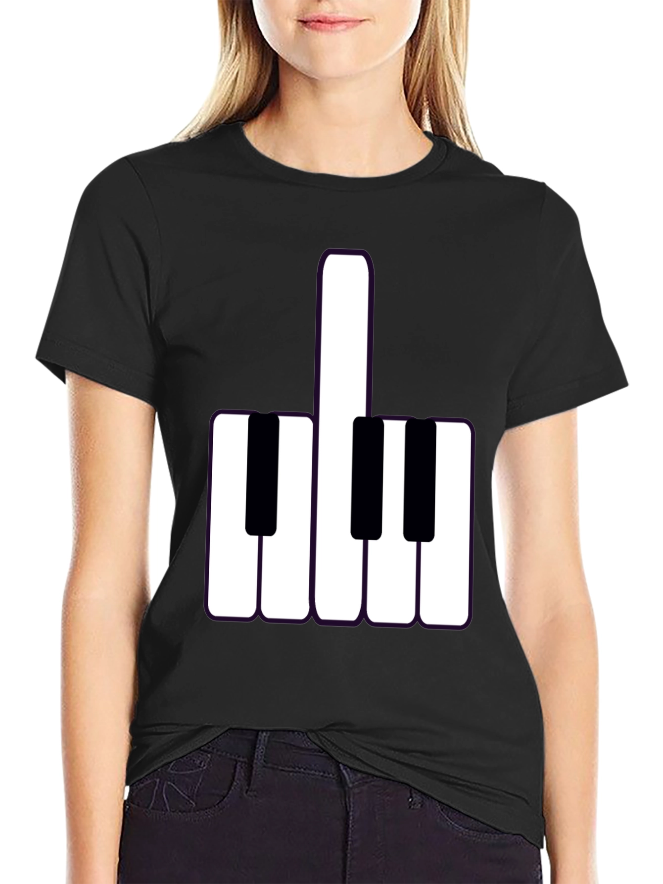 Black Musical Middle Finger Graphic Tee - Black view 2