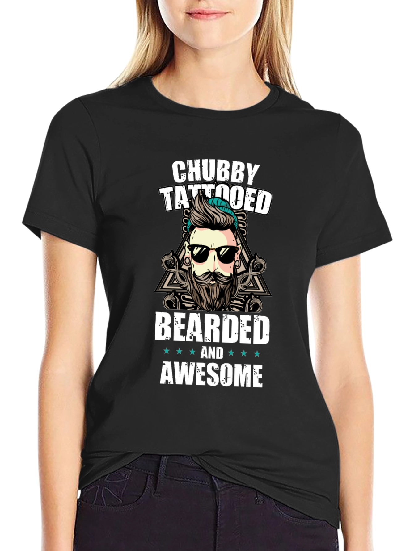 Black Chubby Tattooed Bearded Awesome T-Shirt view 2