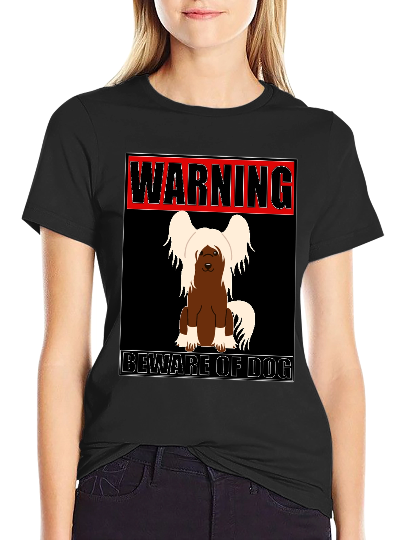 Black Warning Beware of Dog T-Shirt view 2