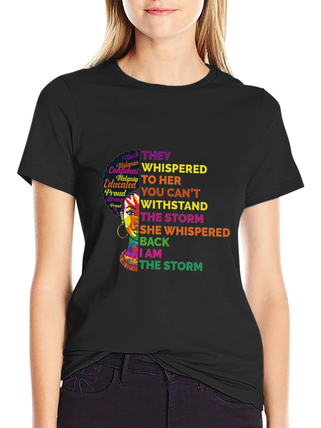Black Empowered Melanin Woman Graphic T-Shirt view 2