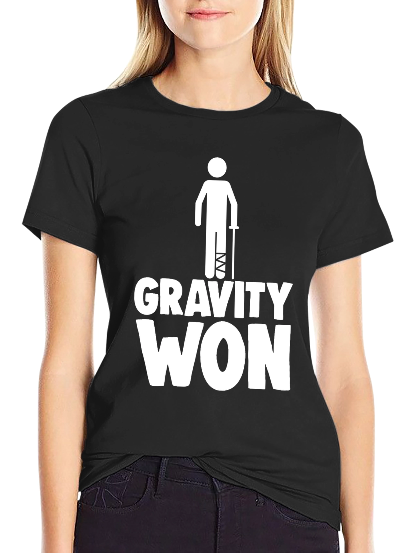 Black Gravity Won Funny Injury T-Shirt view 2