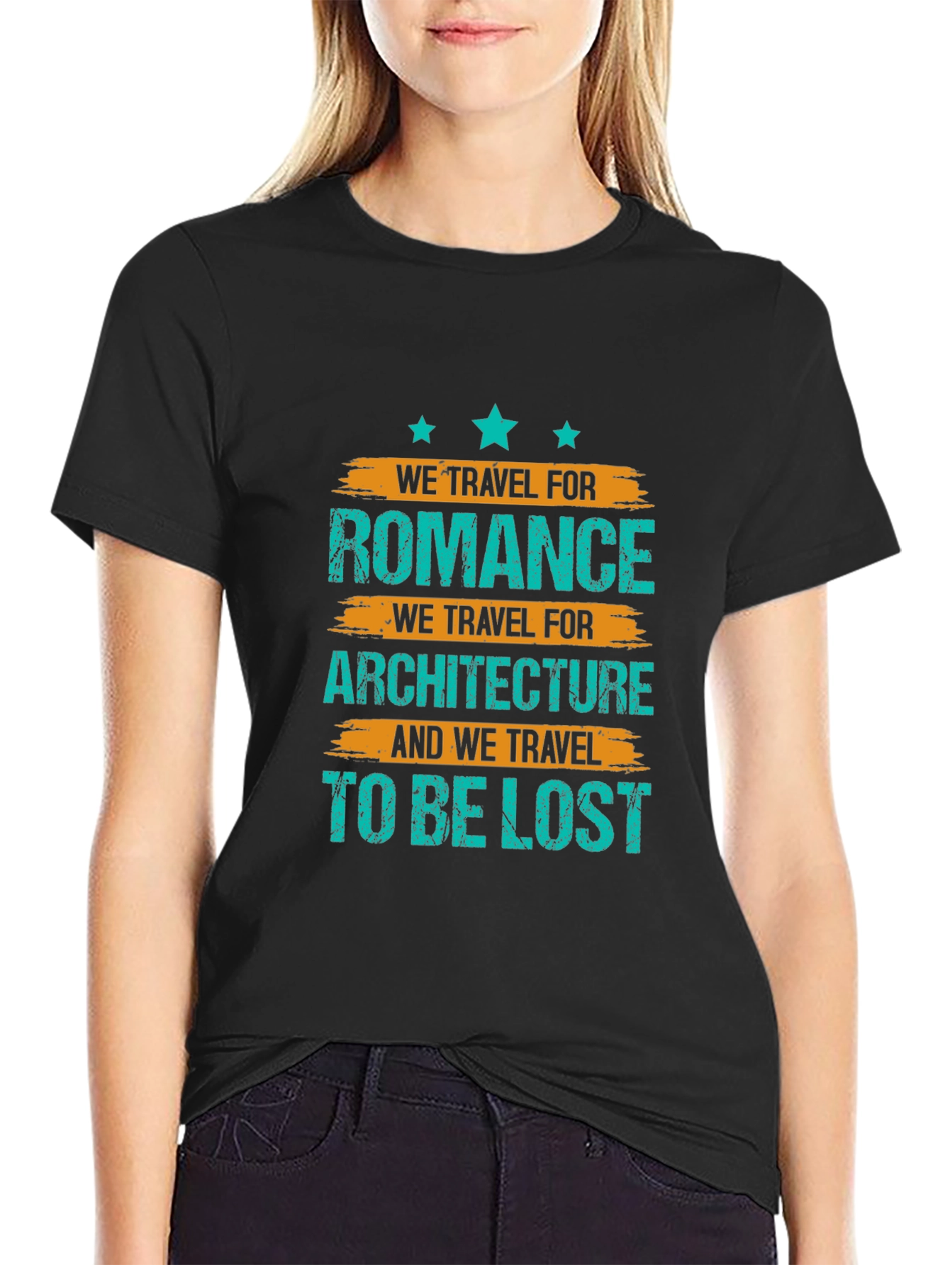 Black Travel Romance Architecture Lost T-Shirt view 2