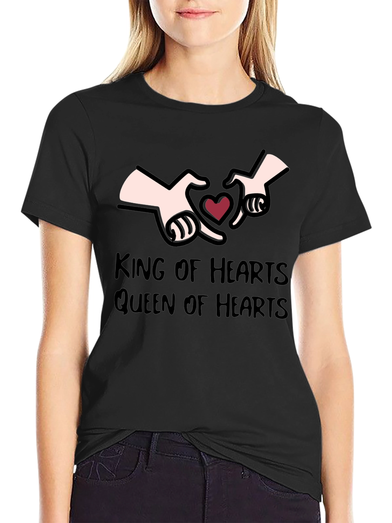 Black King & Queen of Hearts Graphic T-Shirt view 2