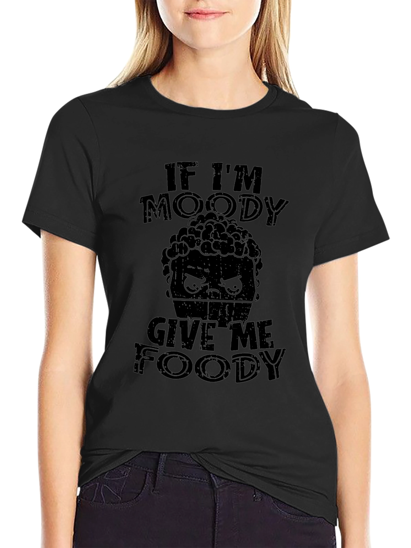 Black Moody Foody Graphic T-Shirt -  Funny Foodie Tee view 2