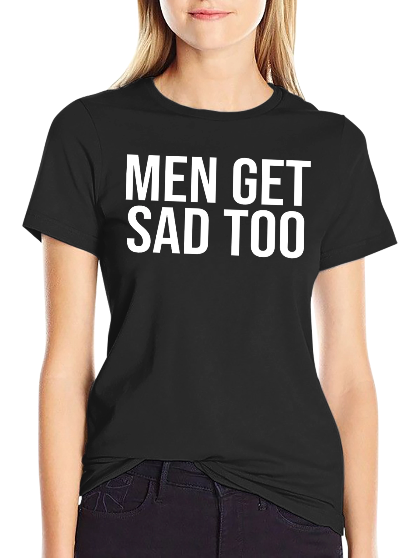 Black Men Get Sad Too Black T-Shirt view 2