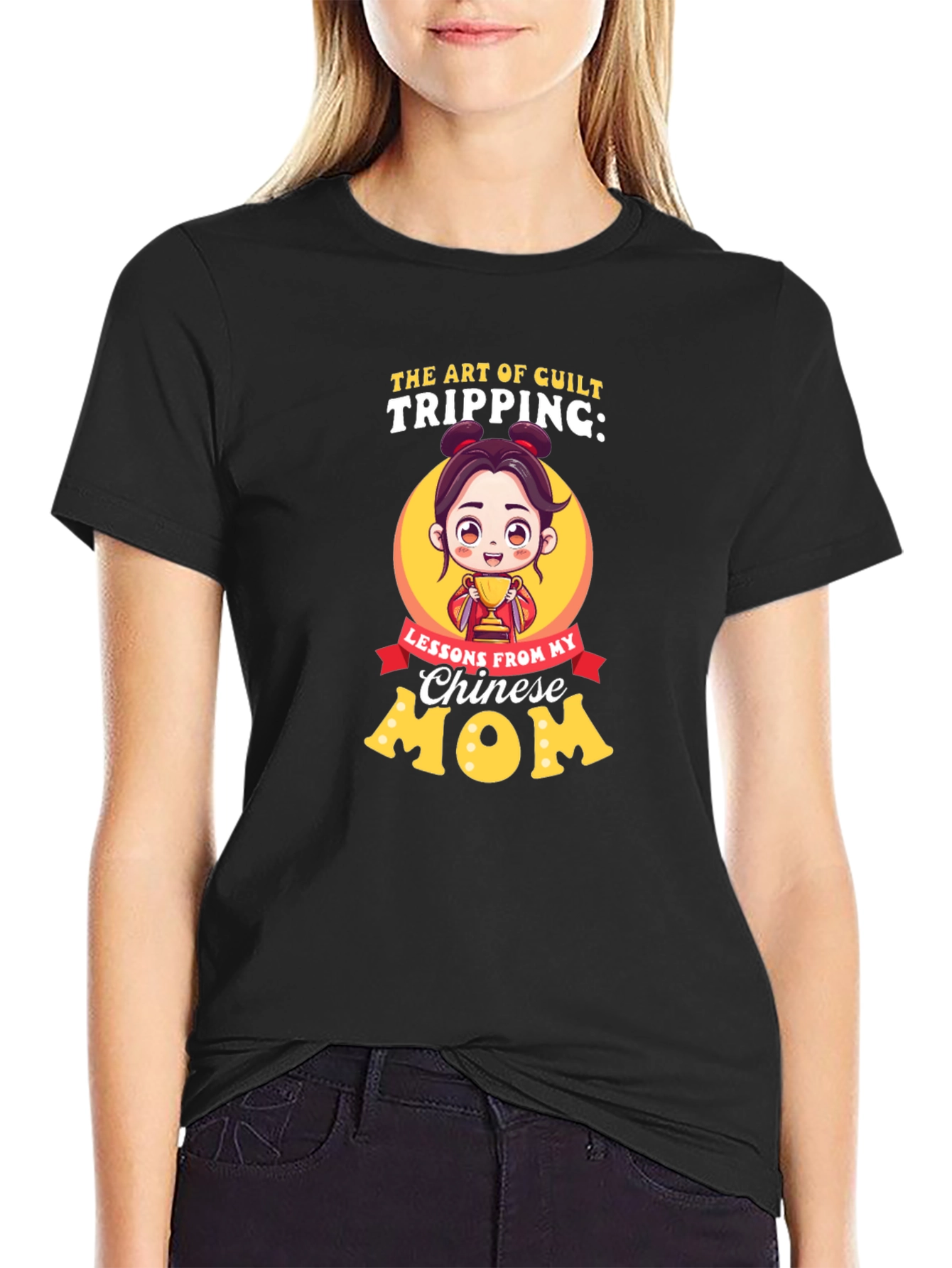 Black Art of Guilt Tripping Chinese Mom T-Shirt view 2