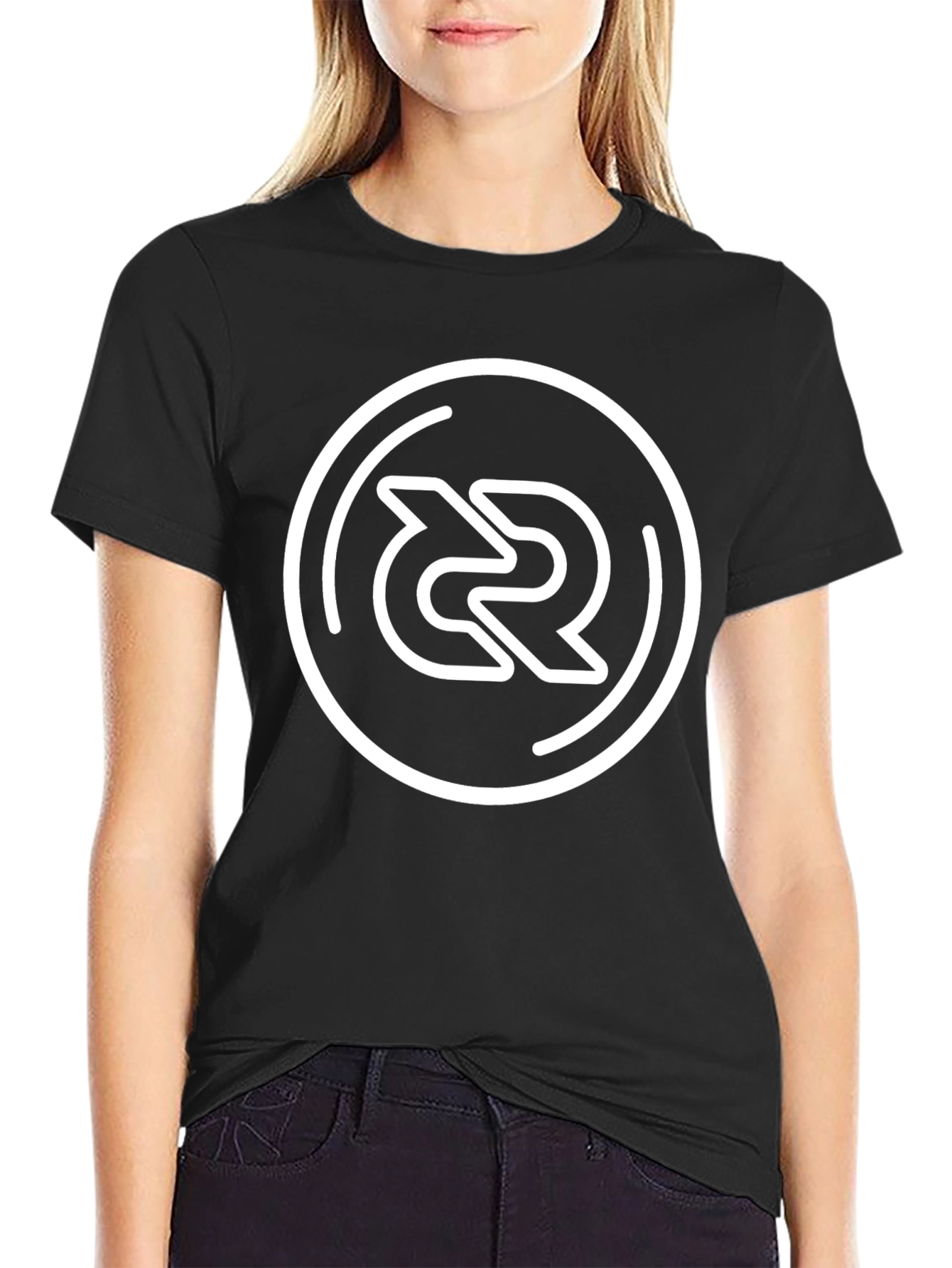 Black Graphic Black Tee with Circular Logo view 2