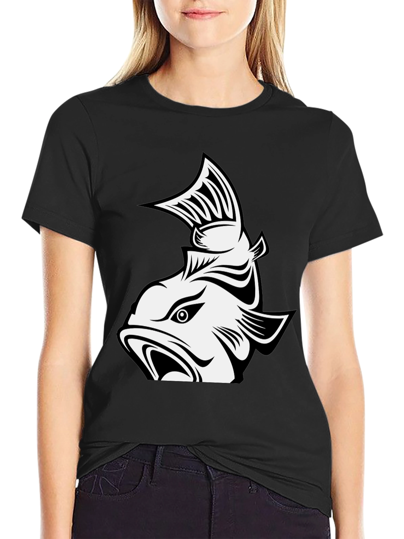 Black Fish Graphic T-Shirt - Men's Black Tee view 2