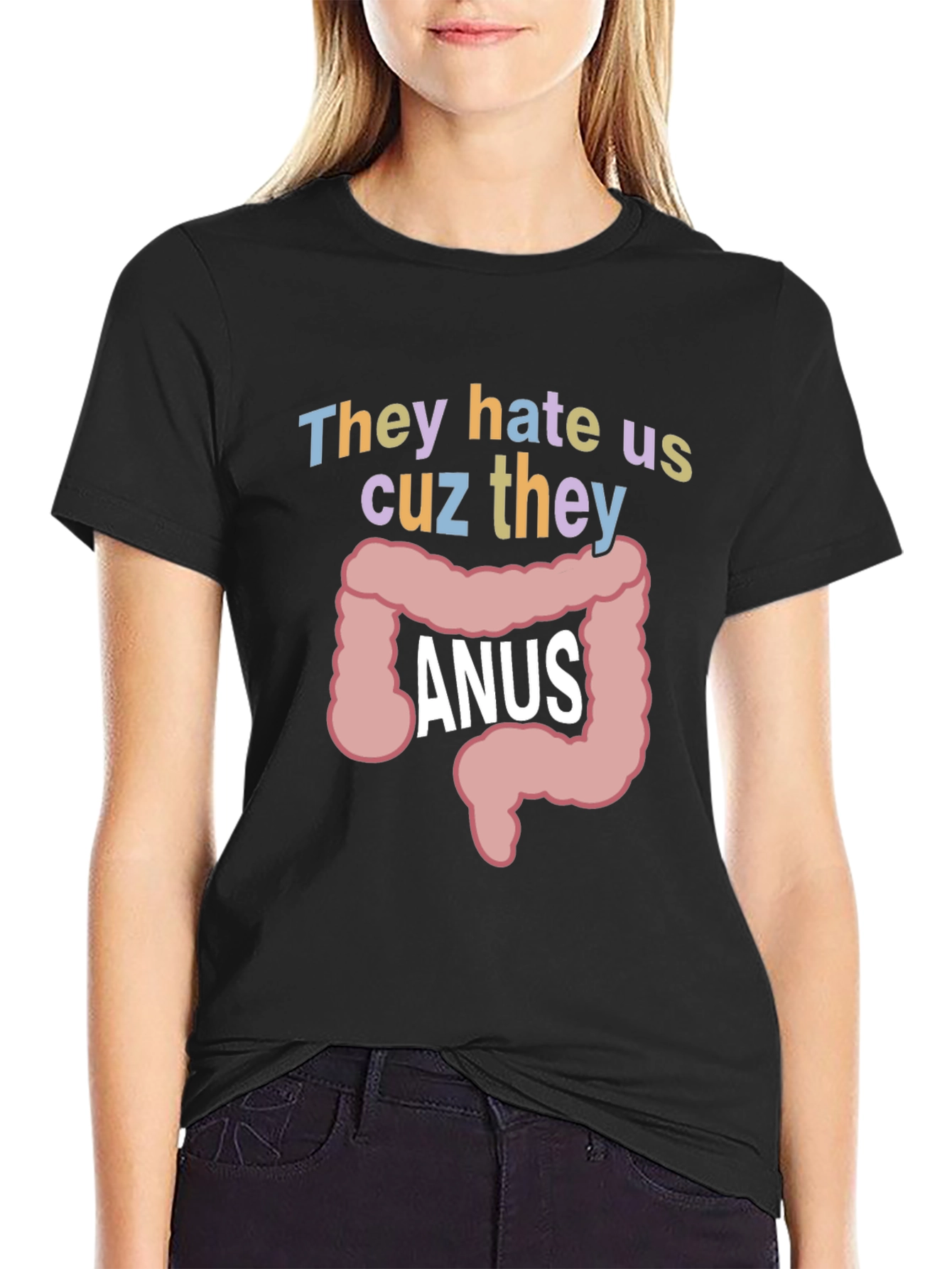 Black Anus Graphic T-Shirt: They Hate Us Funny Tee view 2