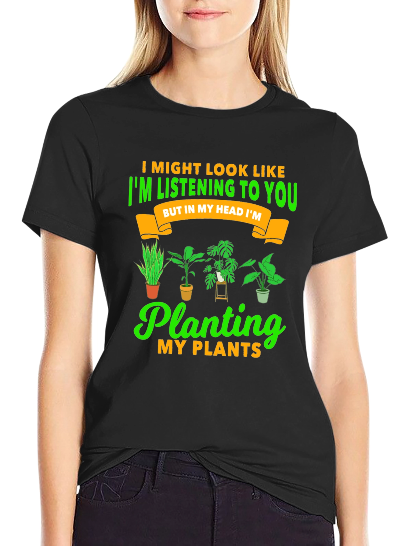 Black Plant Lover T-Shirt: I'm Planting My Plants view 2