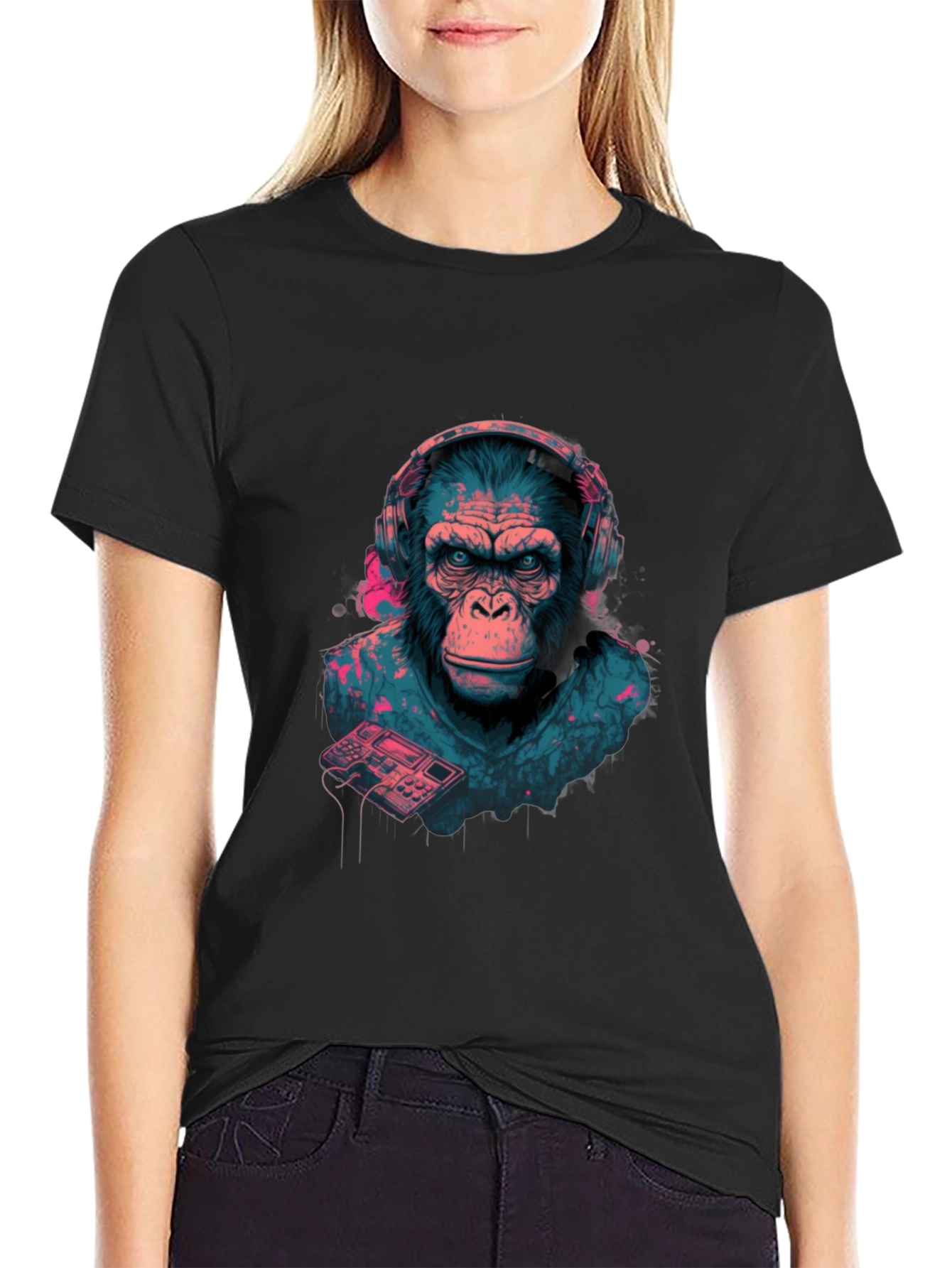 Black DJ Ape Graphic Tee - Cool & Unique Design view 2