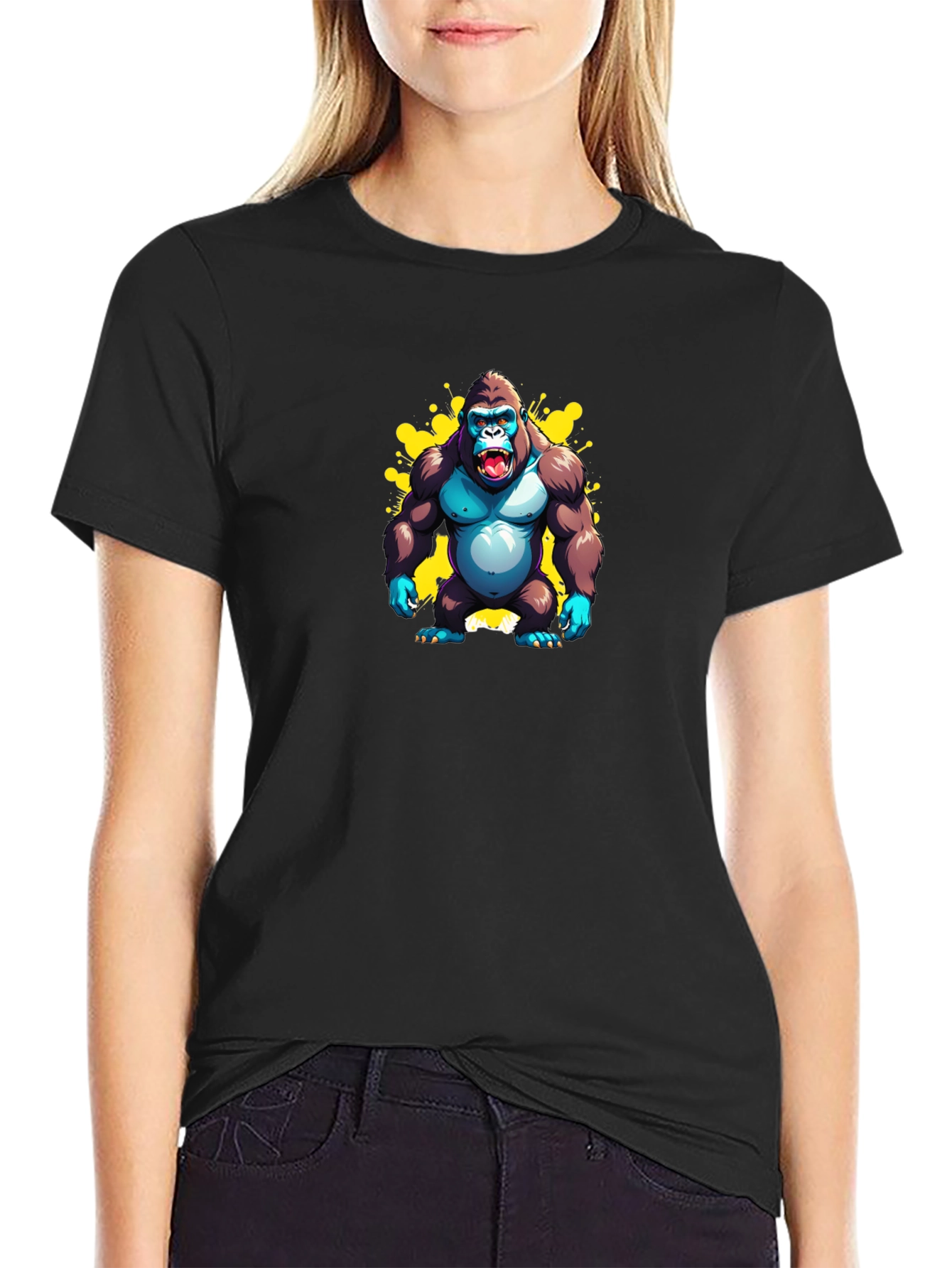 Black Gorilla Graphic Black T-Shirt view 2