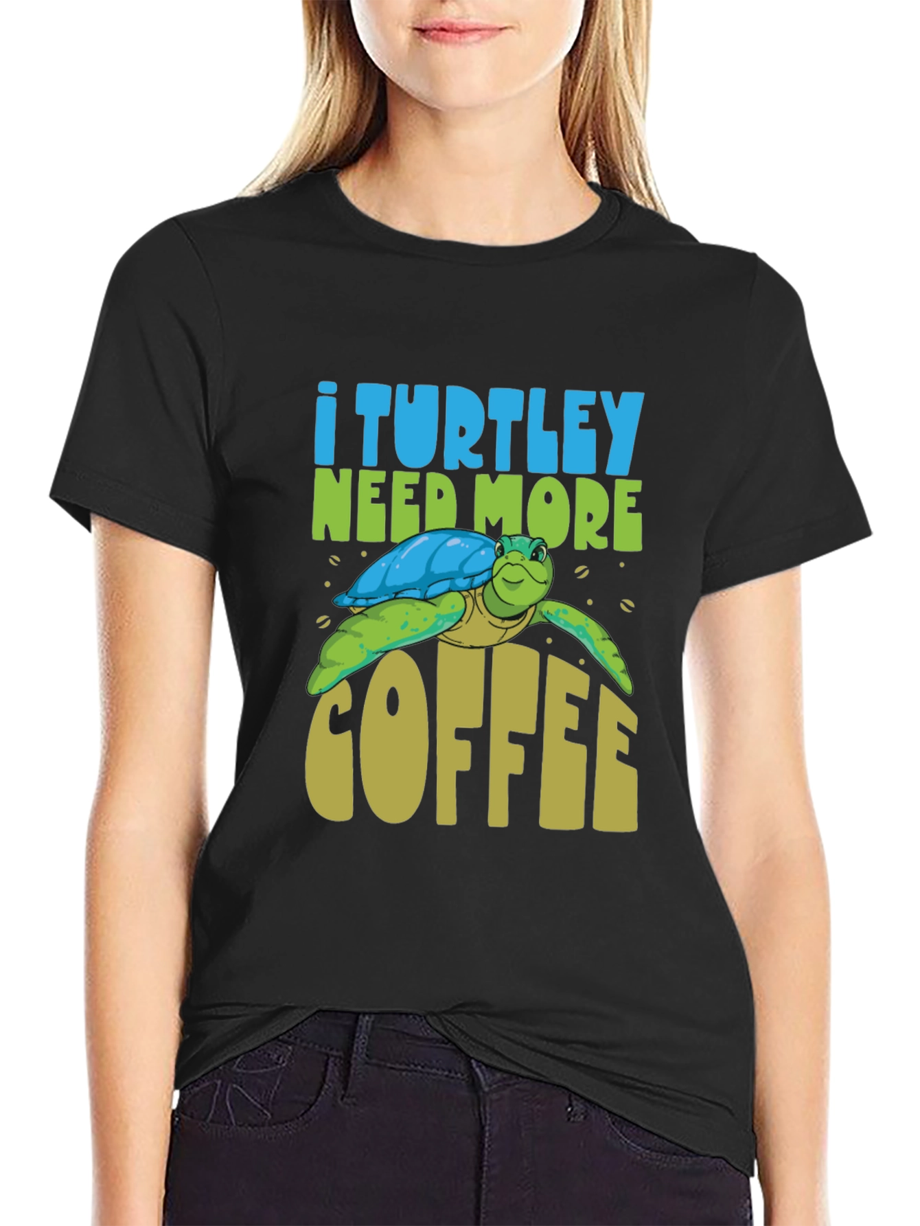 Black I Turtley Need More Coffee Black T-Shirt - Unisex view 2