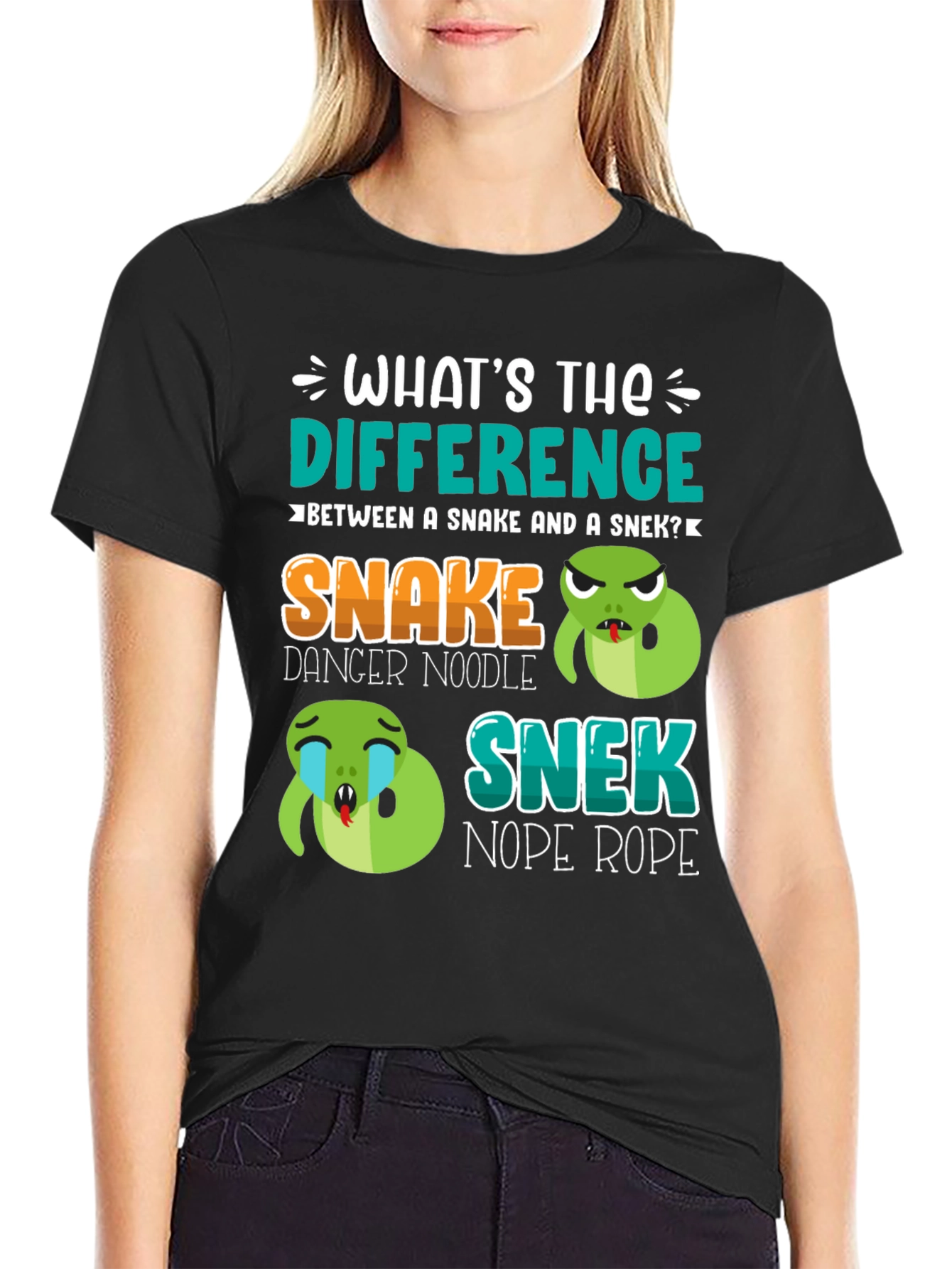 Black Snake vs Snek T-Shirt: Danger Noodle vs Nope Rope Tee view 2