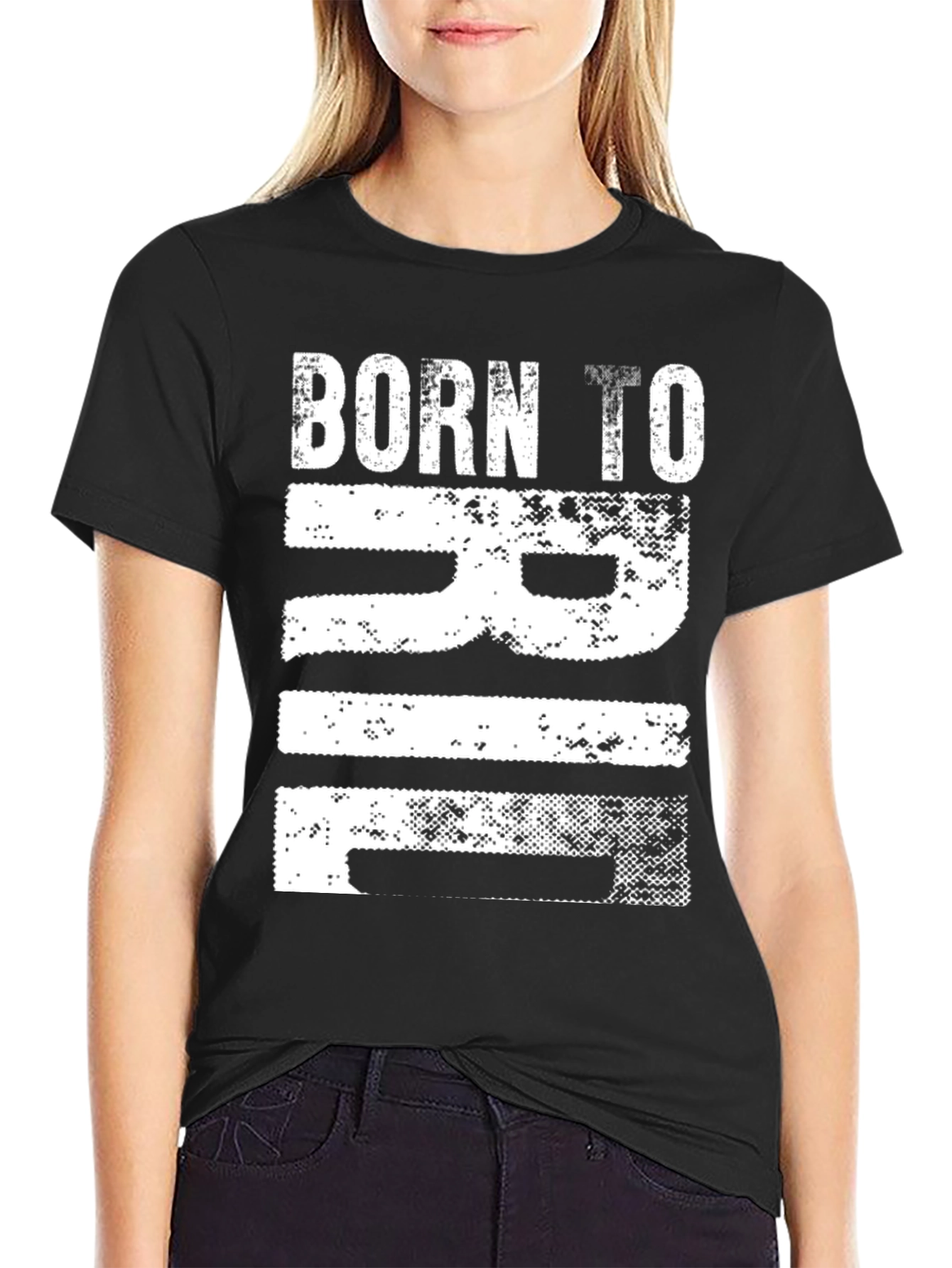 Black Born to RIF T-Shirt - Distressed Graphic Tee view 2
