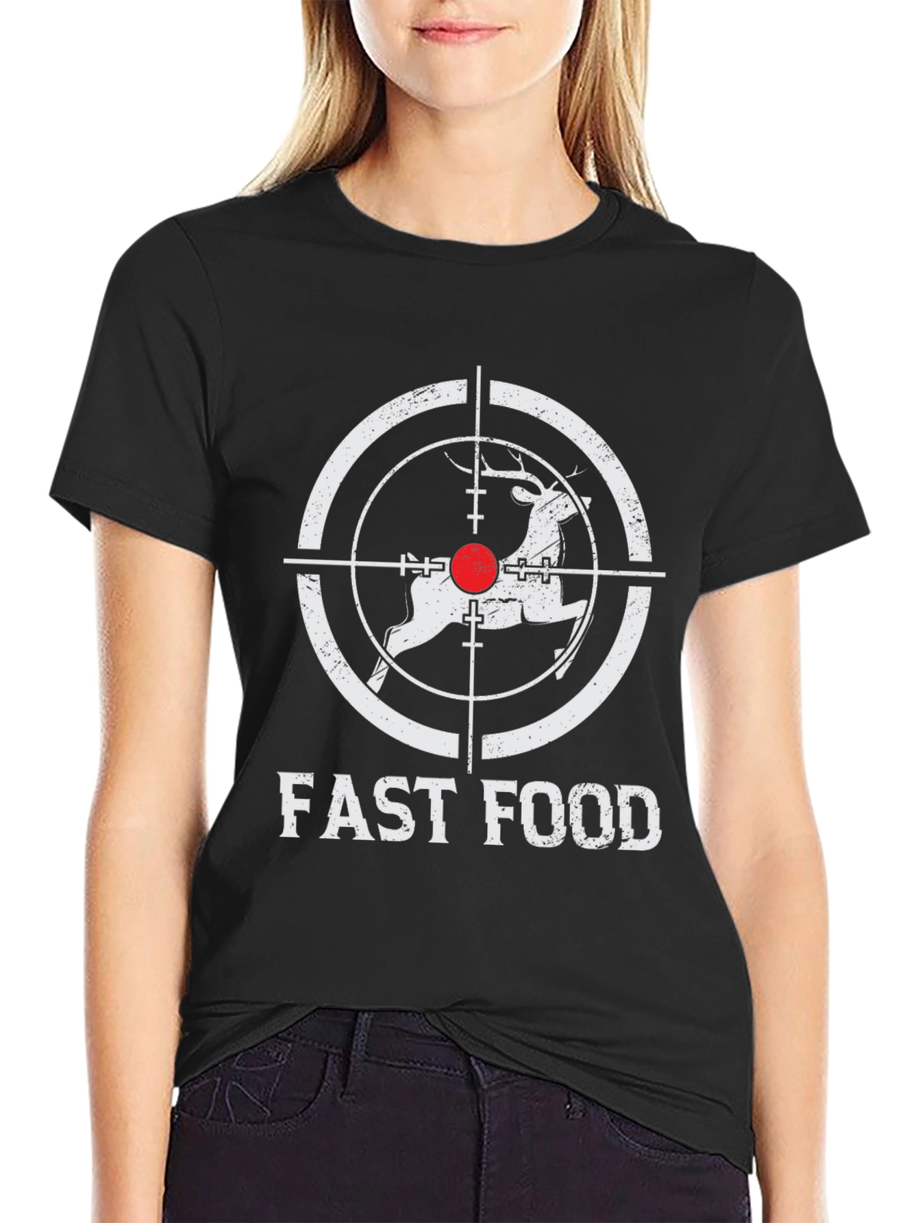 Black Fast Food Deer Graphic T-Shirt view 2