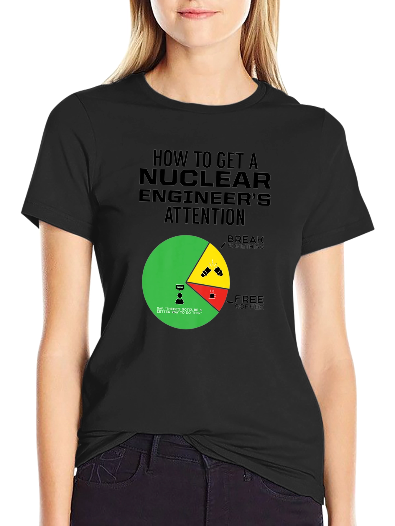 Black Nuclear Engineer Attention Graphic Tee - Funny Gift view 2