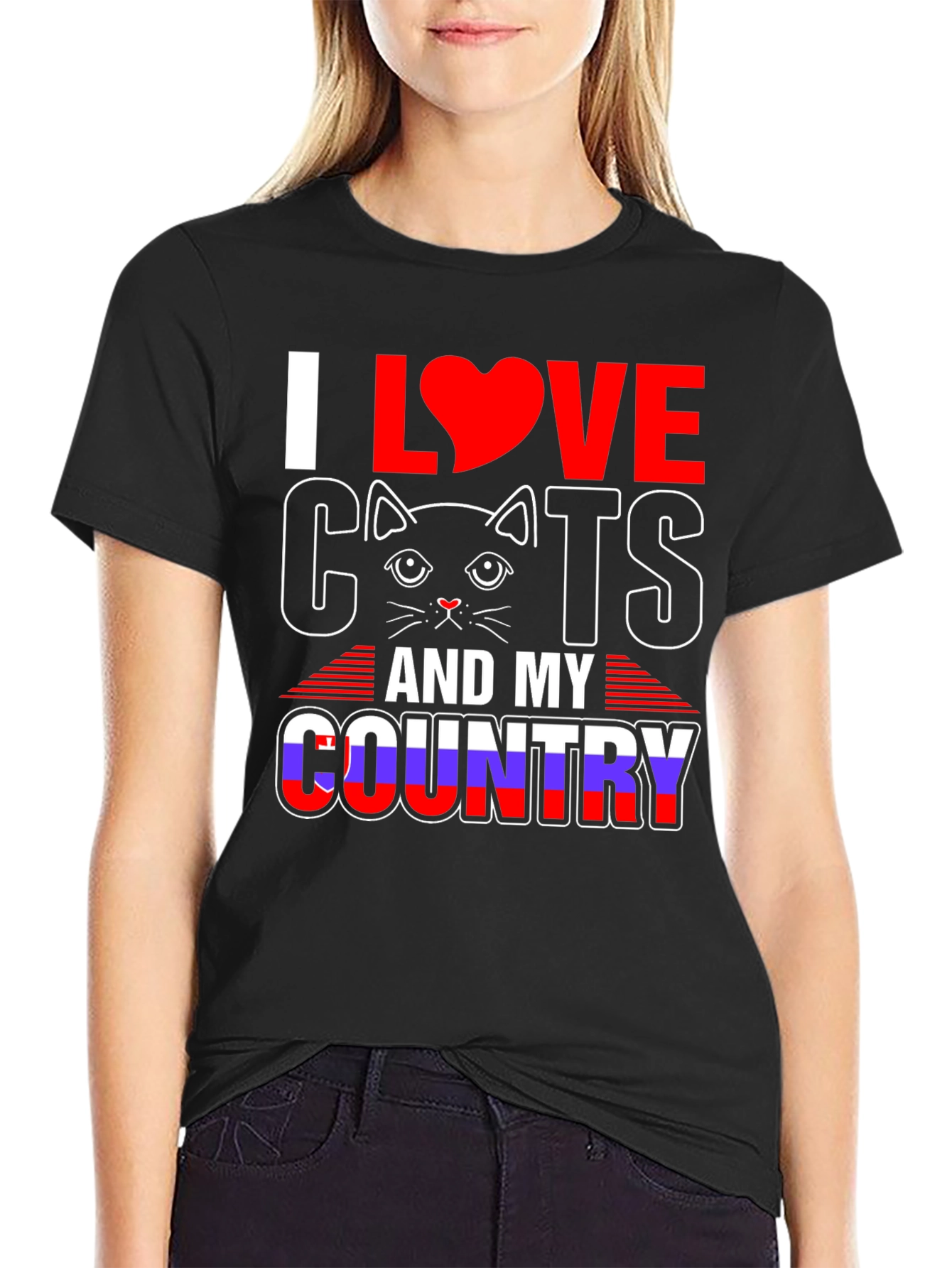 Black I Love Cats and My Country Graphic Tee view 2