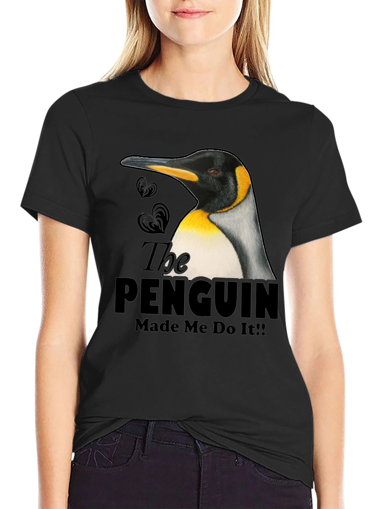 Black Penguin Made Me Do It! Novelty T-Shirt view 2