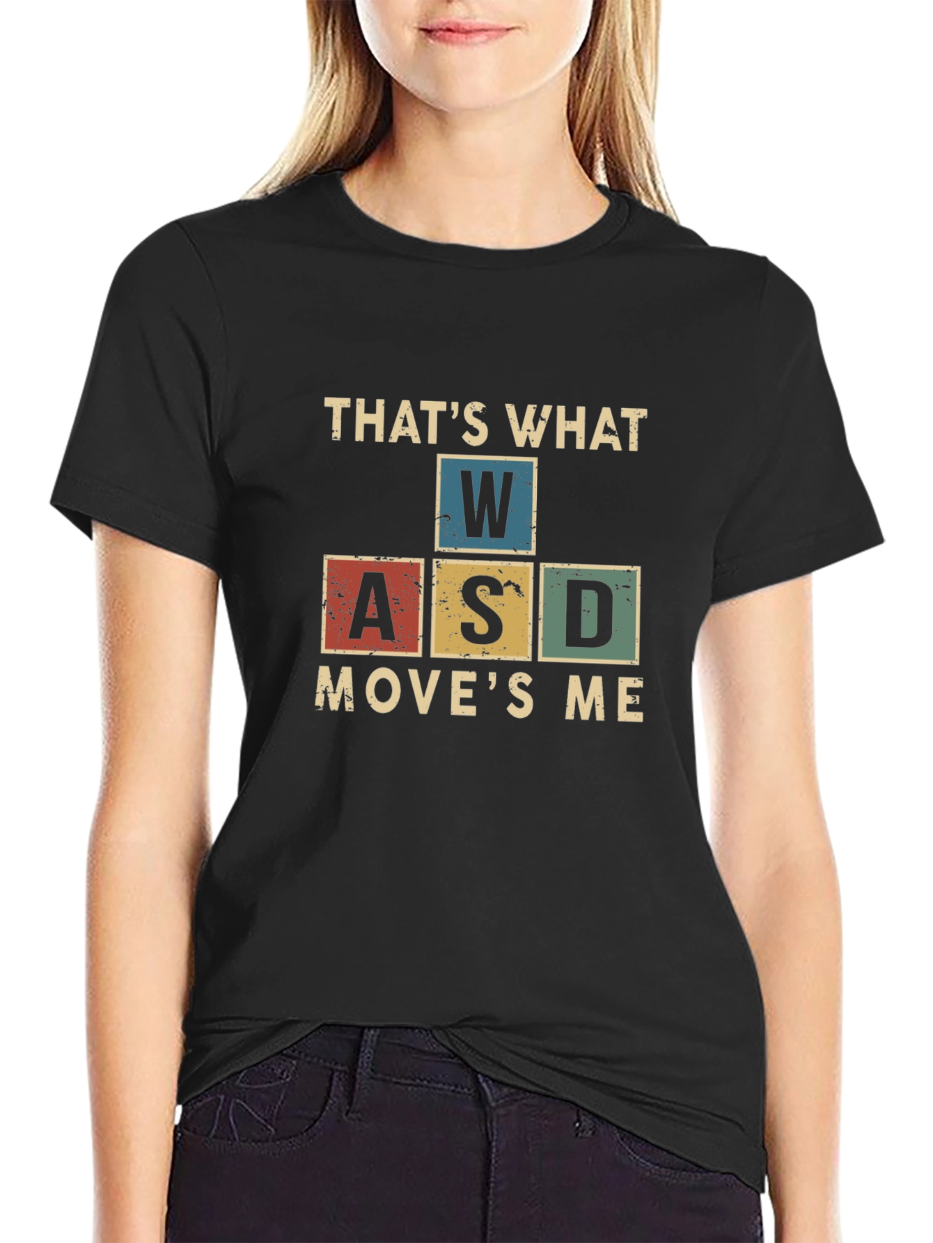 Black Gamer T-Shirt - WASD Move's Me view 2