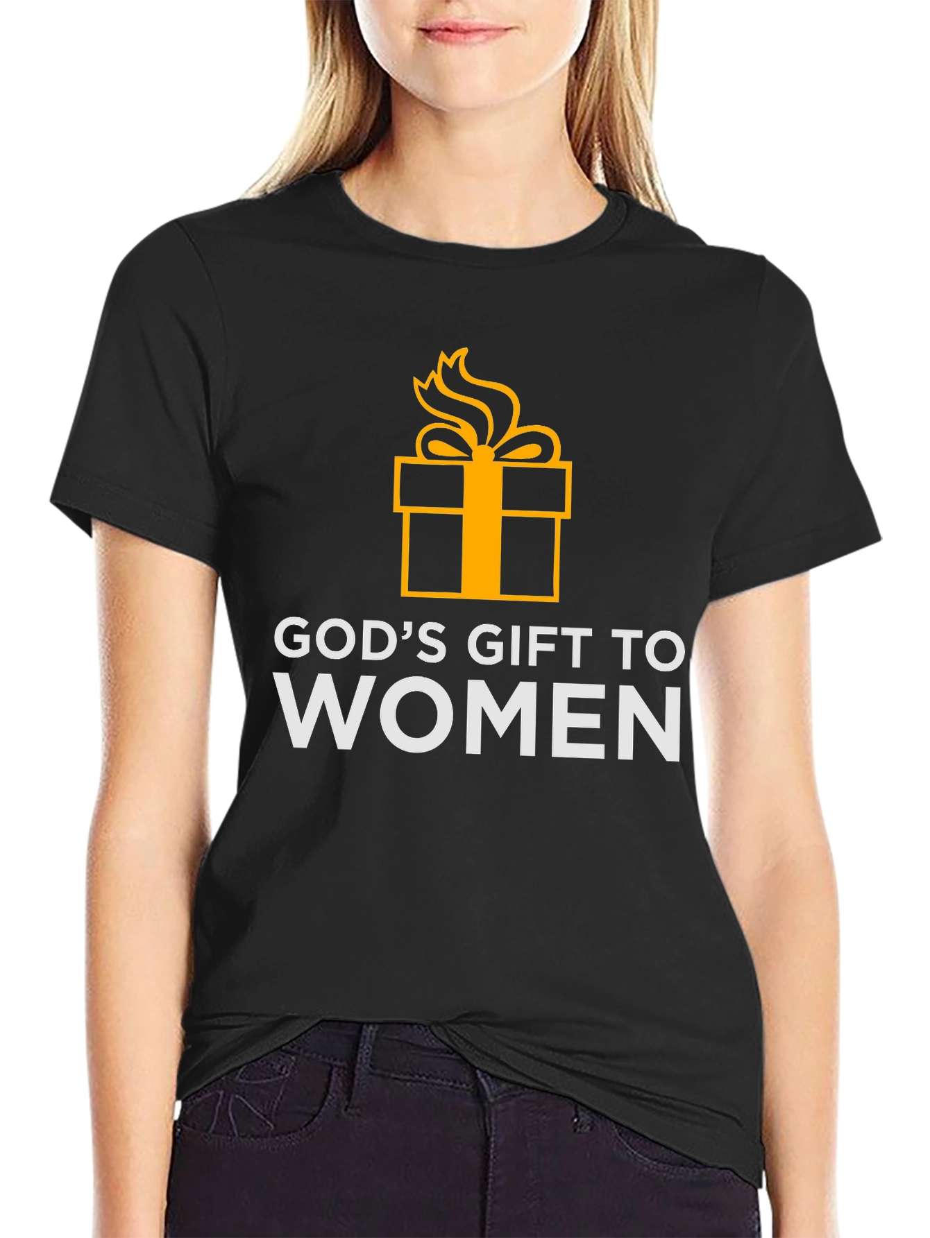 Black God's Gift to Women T-Shirt - Novelty Graphic Tee view 2