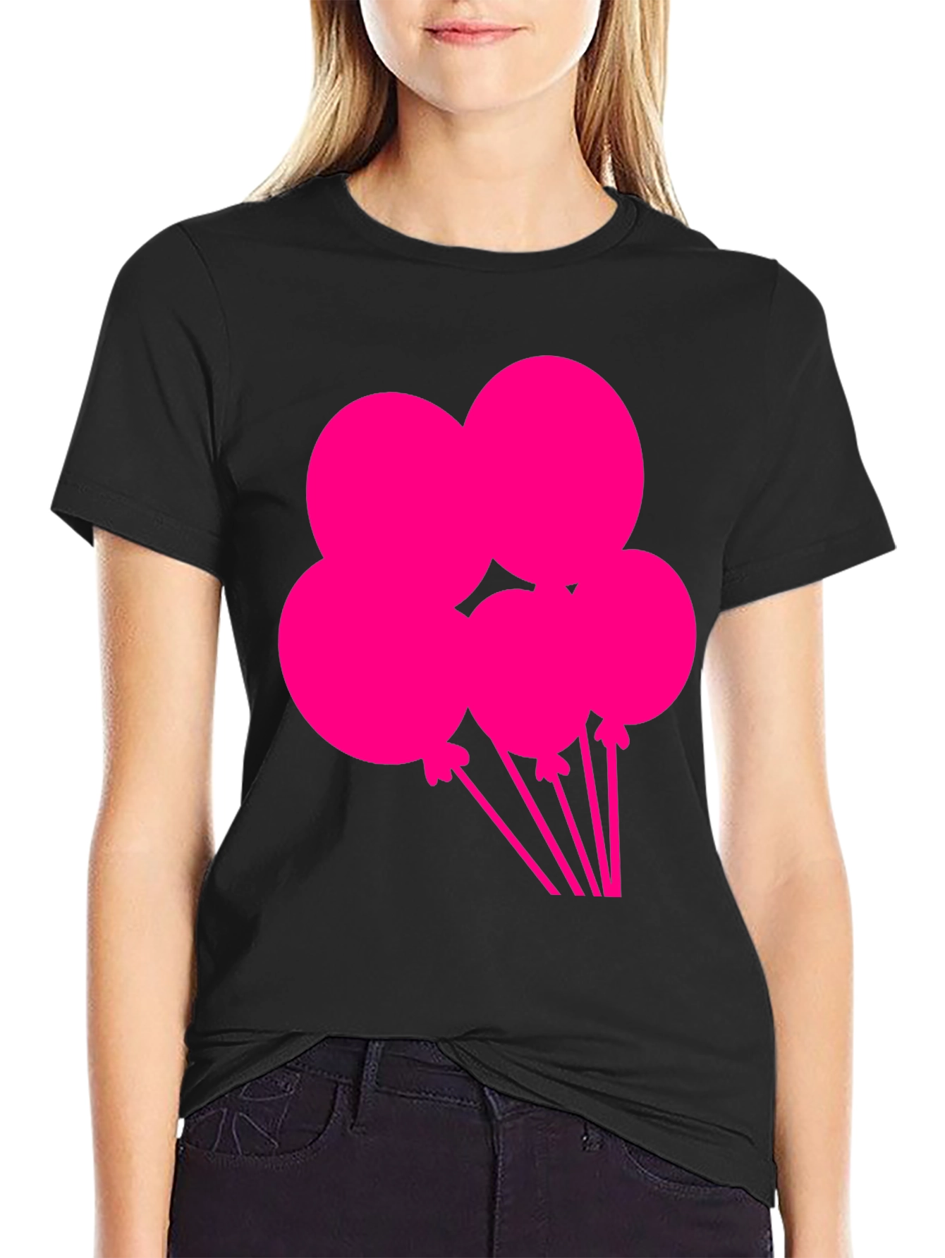 Black Fun Balloons Graphic Tee - Black Cotton T-Shirt view 2