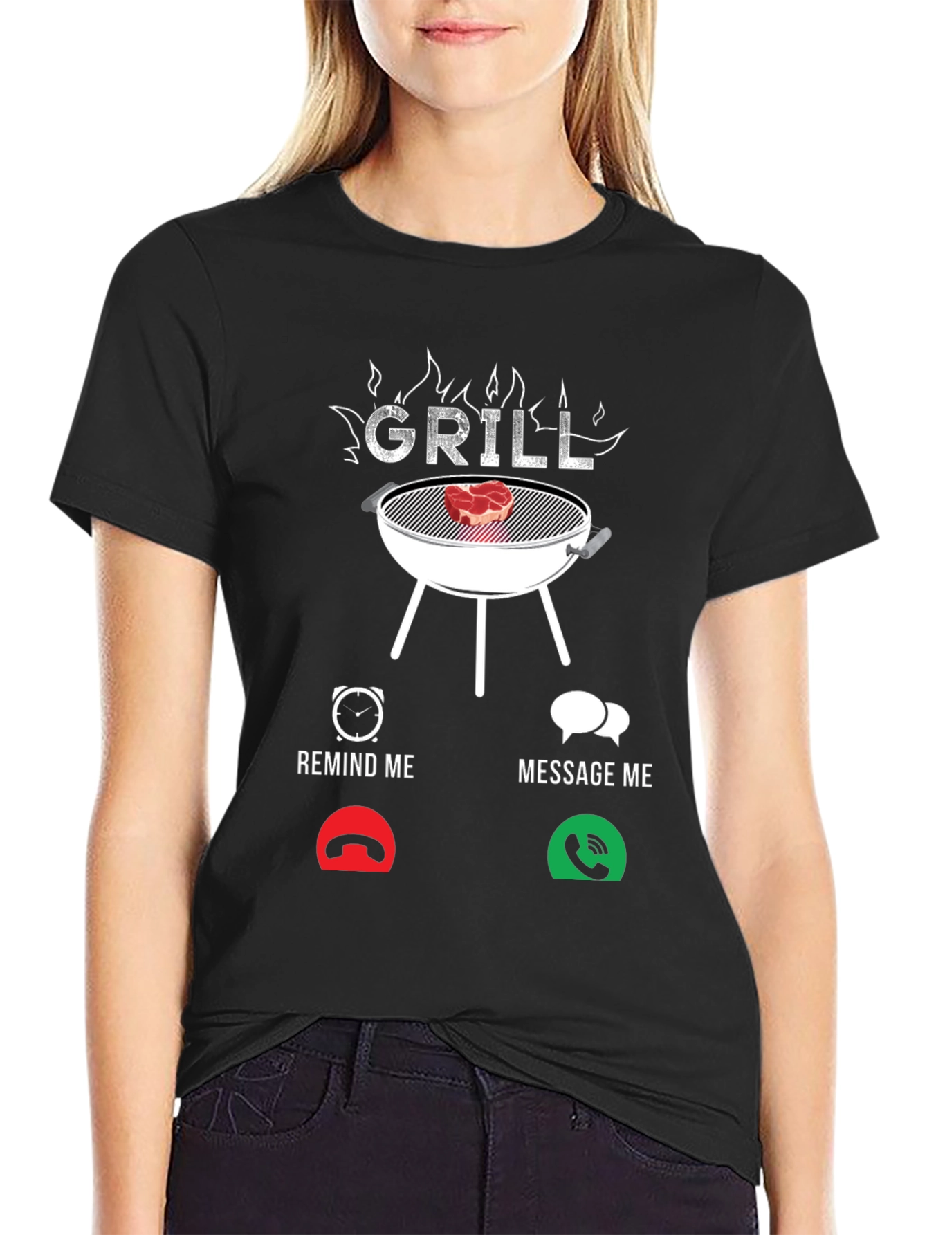 Black Grill Remind/Message Funny BBQ T-Shirt view 2