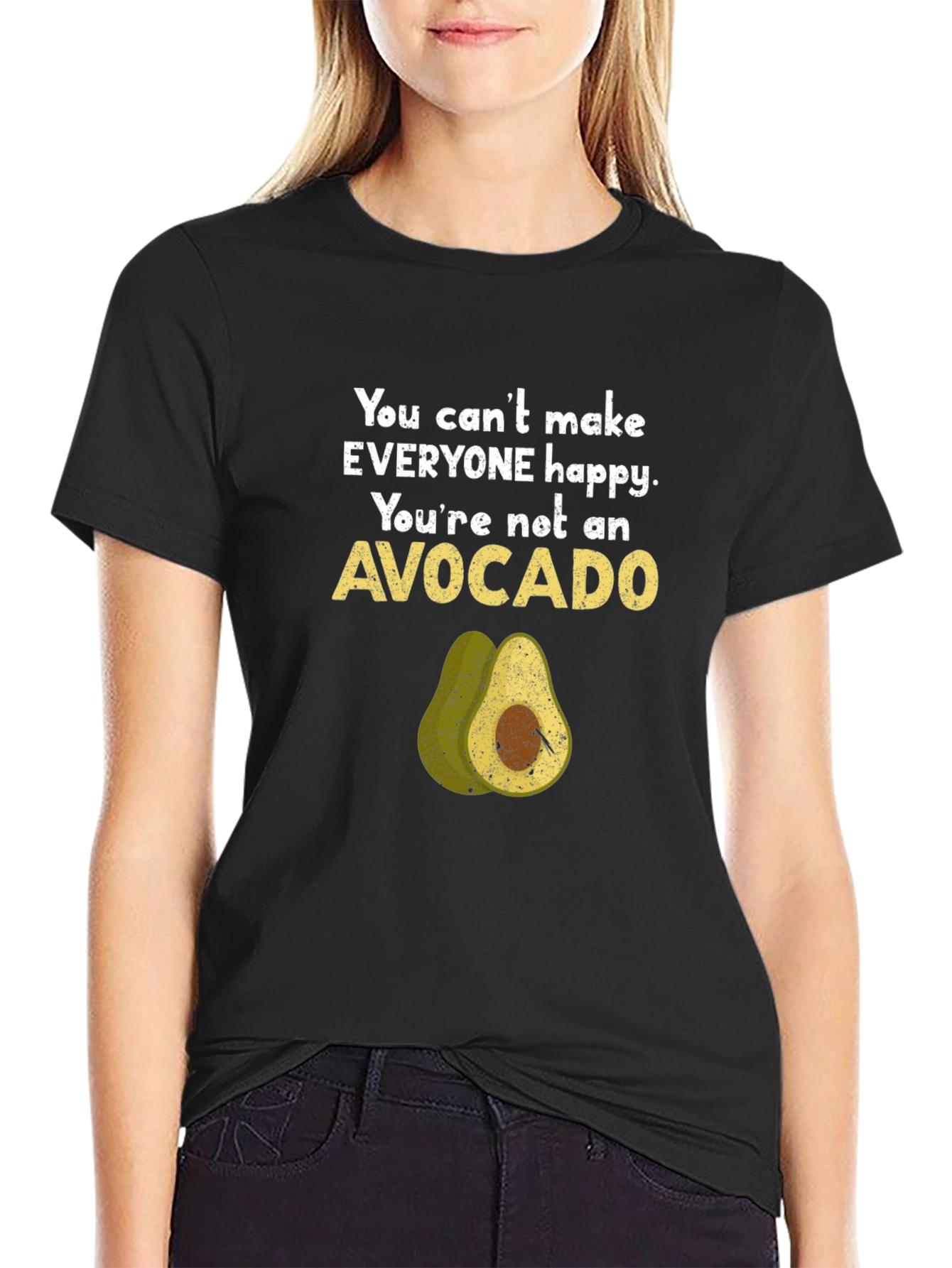 Black Funny Avocado Graphic T-Shirt - You Can't Make Everyone Happy view 2