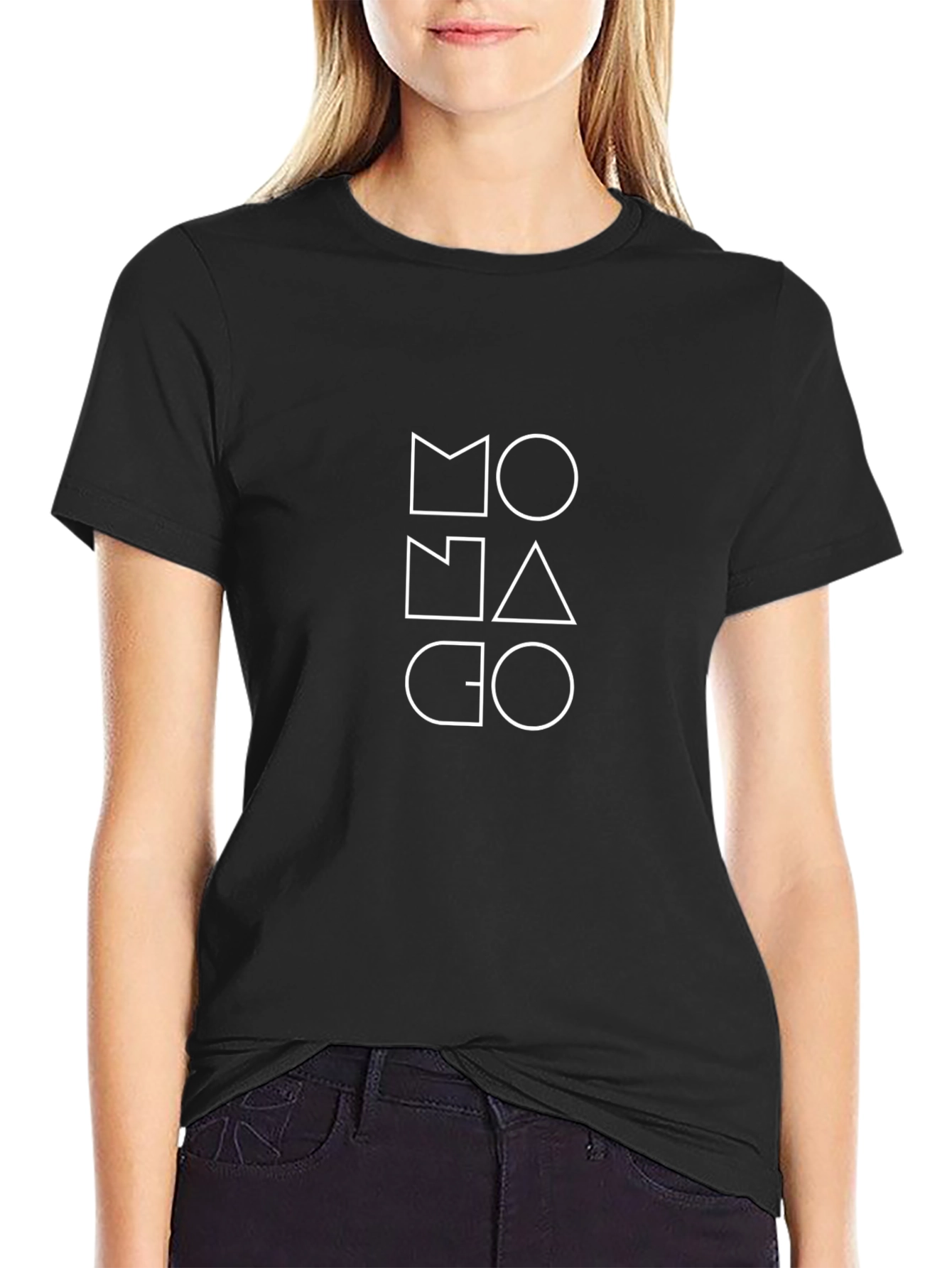 Black Modern Graphic Tee - Geometric Design view 2