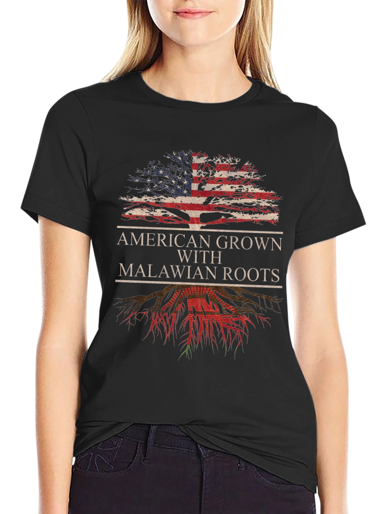 Black American Grown with Malawian Roots T-Shirt view 2