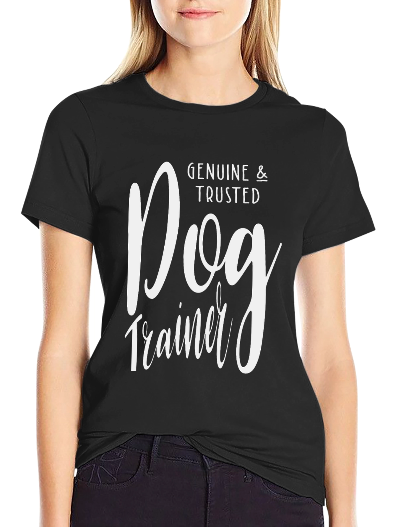 Black Genuine & Trusted Dog Trainer Black T-Shirt view 2