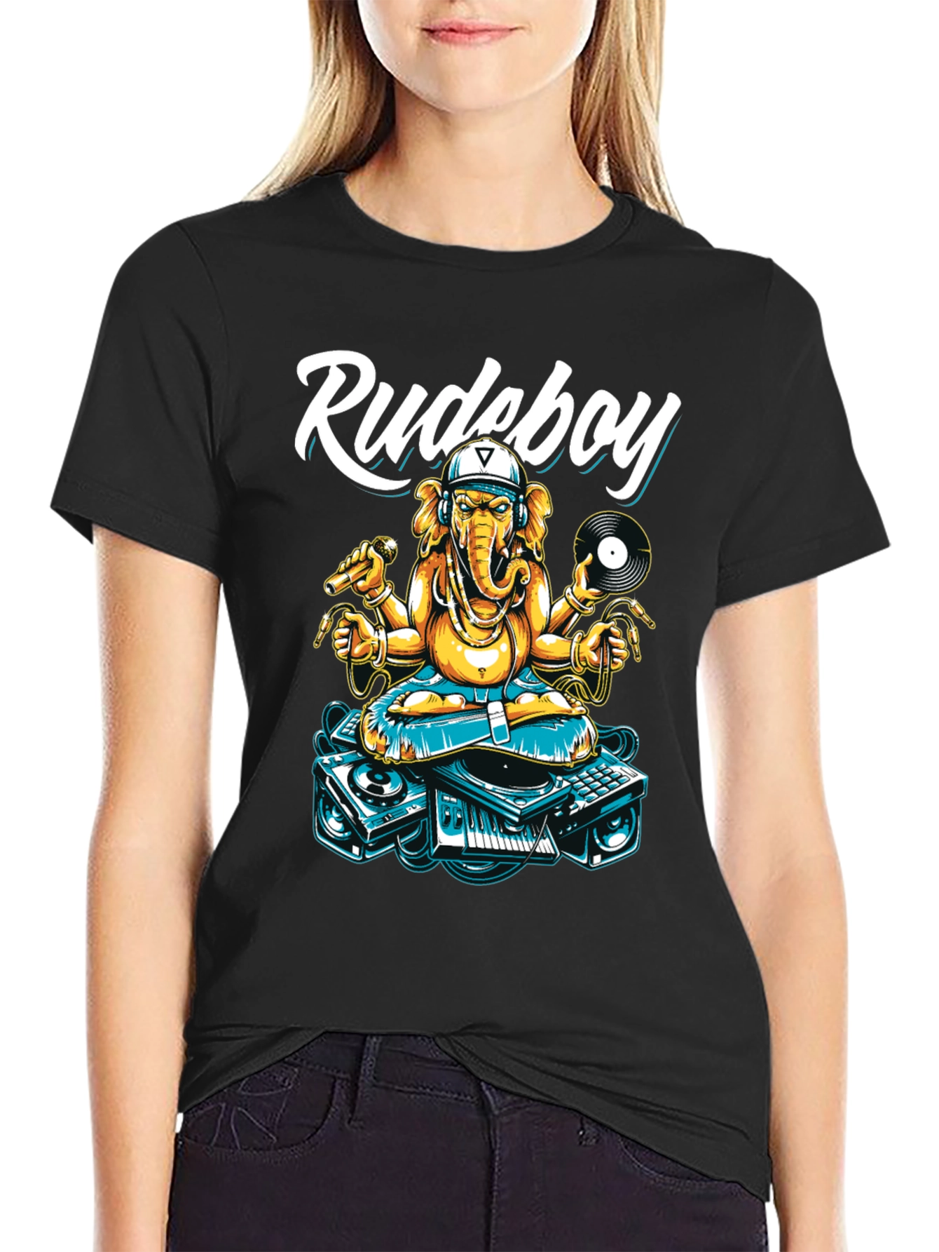 Black Rudeboy Ganesha Graphic T-Shirt view 2