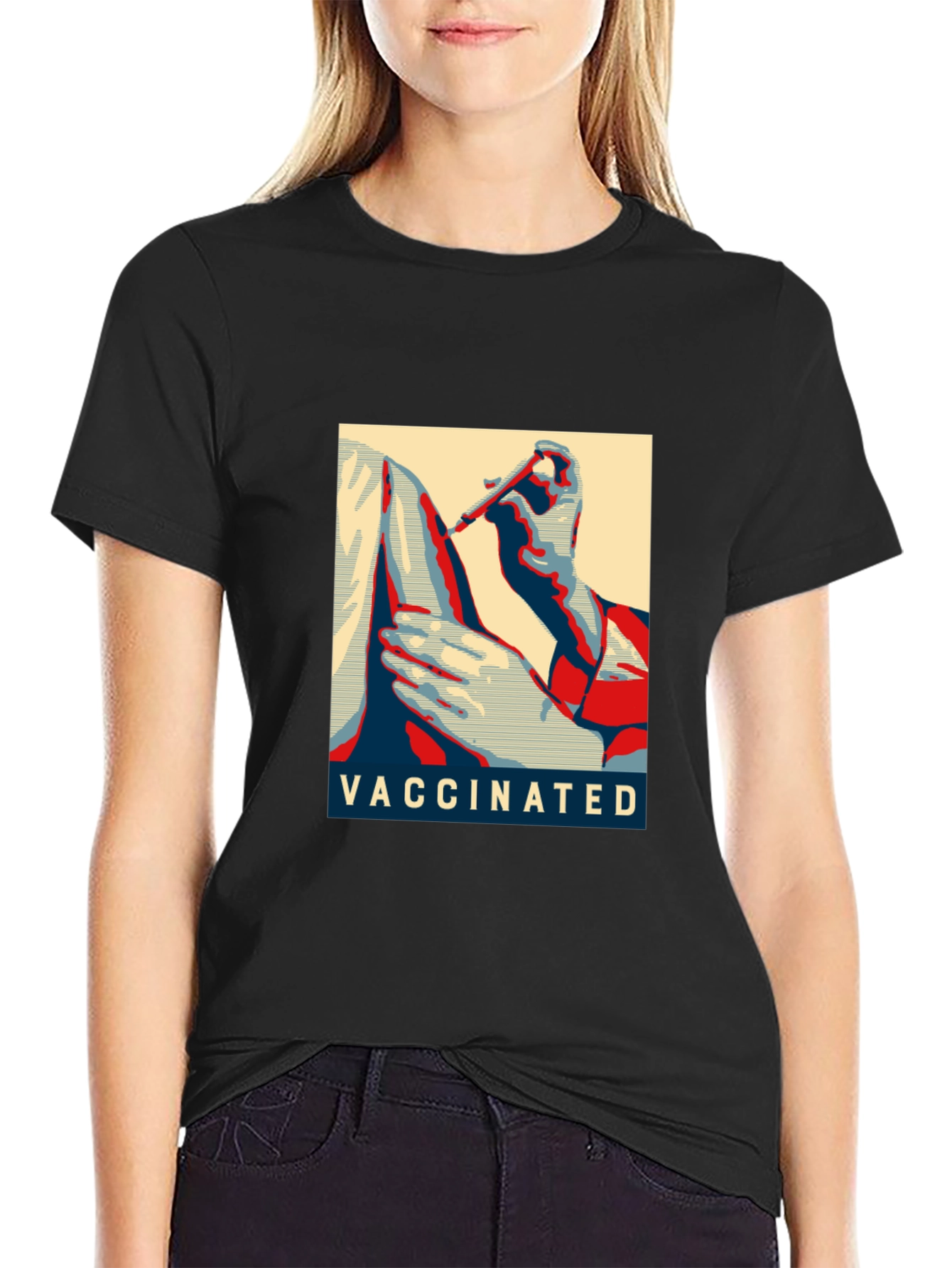Black Vaccinated Graphic T-Shirt - Black Cotton Blend view 2