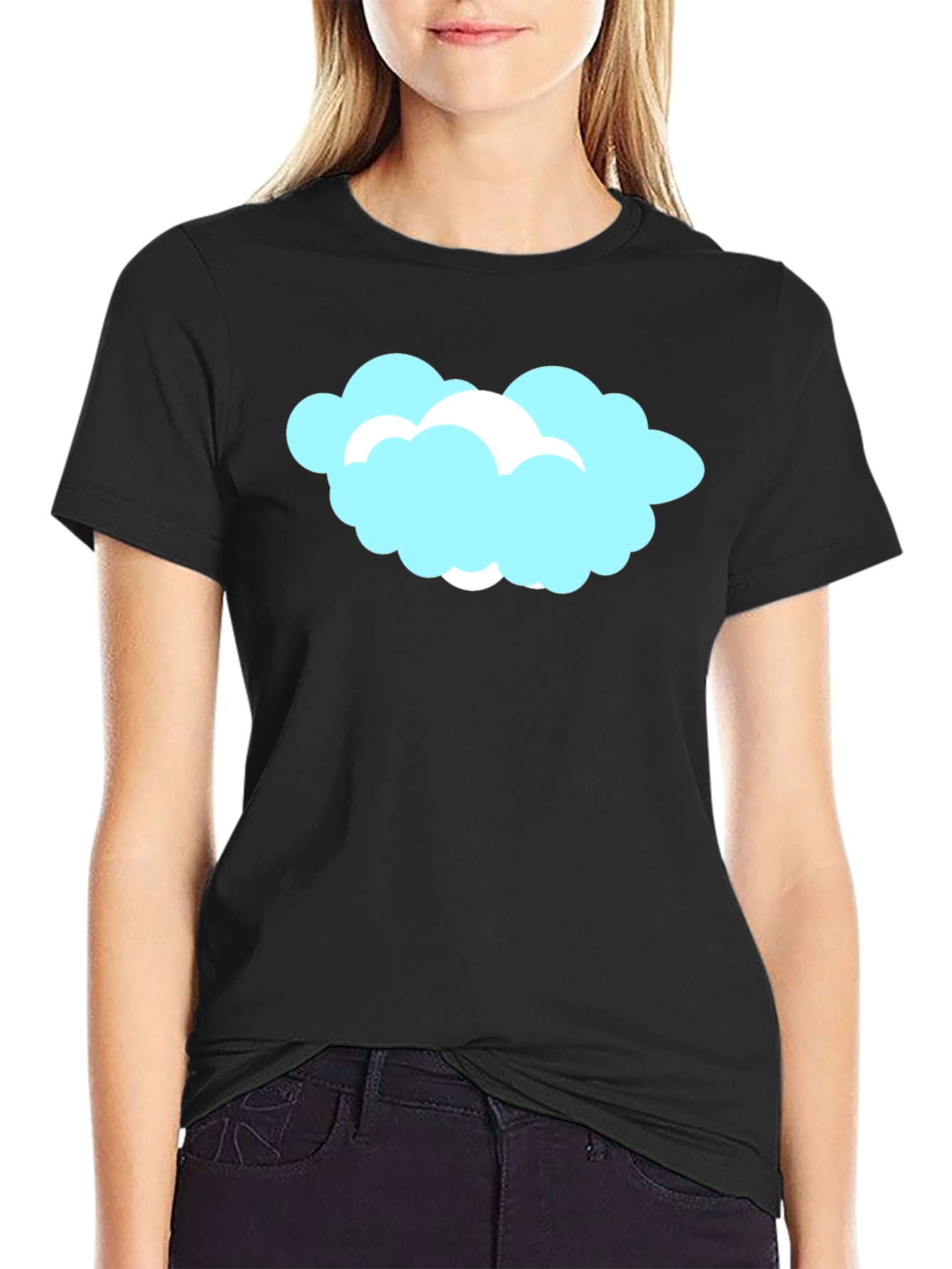 Black Cloud Graphic Black T-Shirt, Soft Cotton Tee view 2
