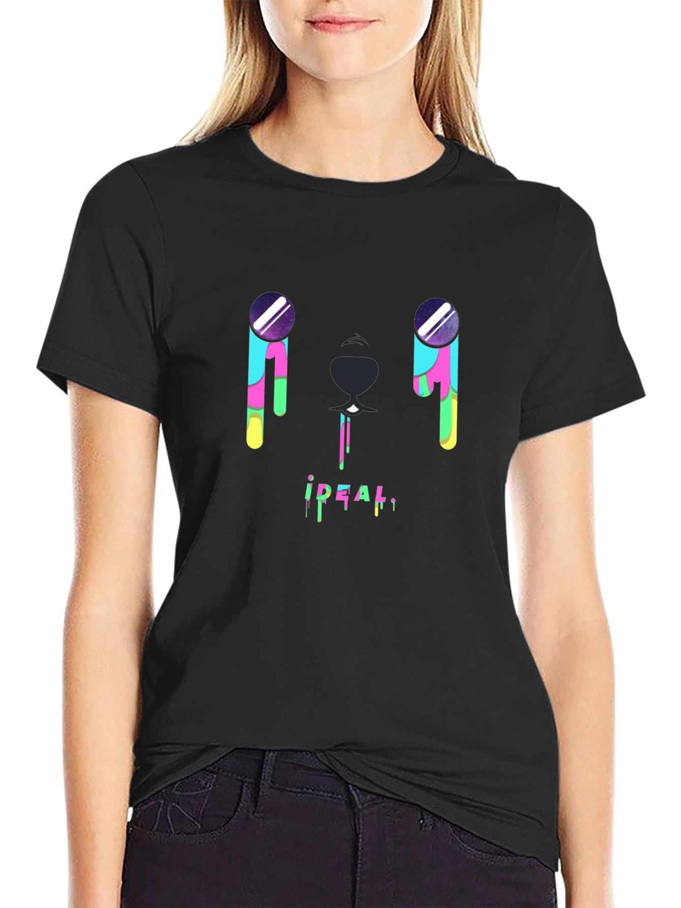 Black Men's Graphic T-Shirt - Abstract Drip Design view 2