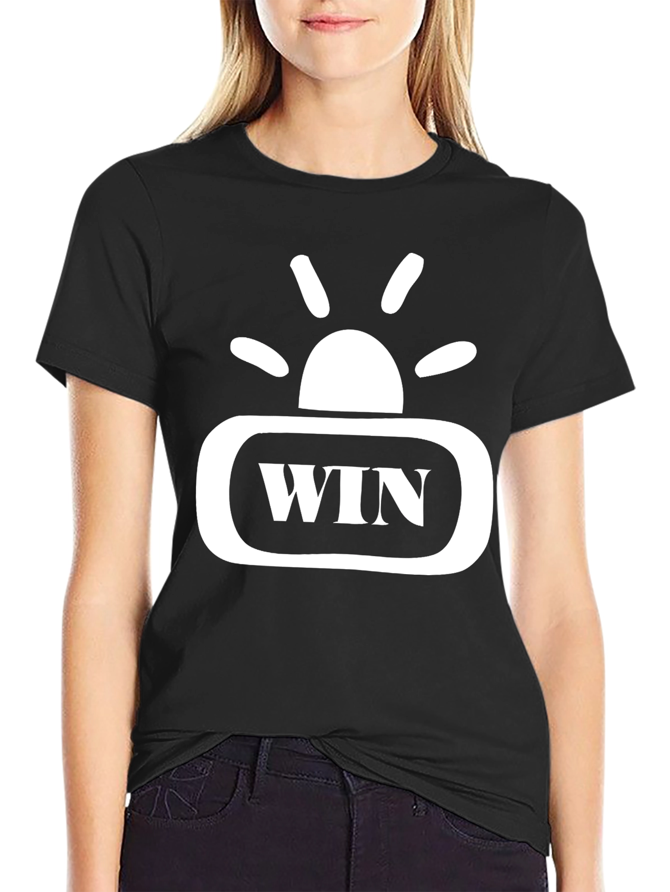 Black WIN Graphic T-Shirt - Black Crew Neck Tee view 2