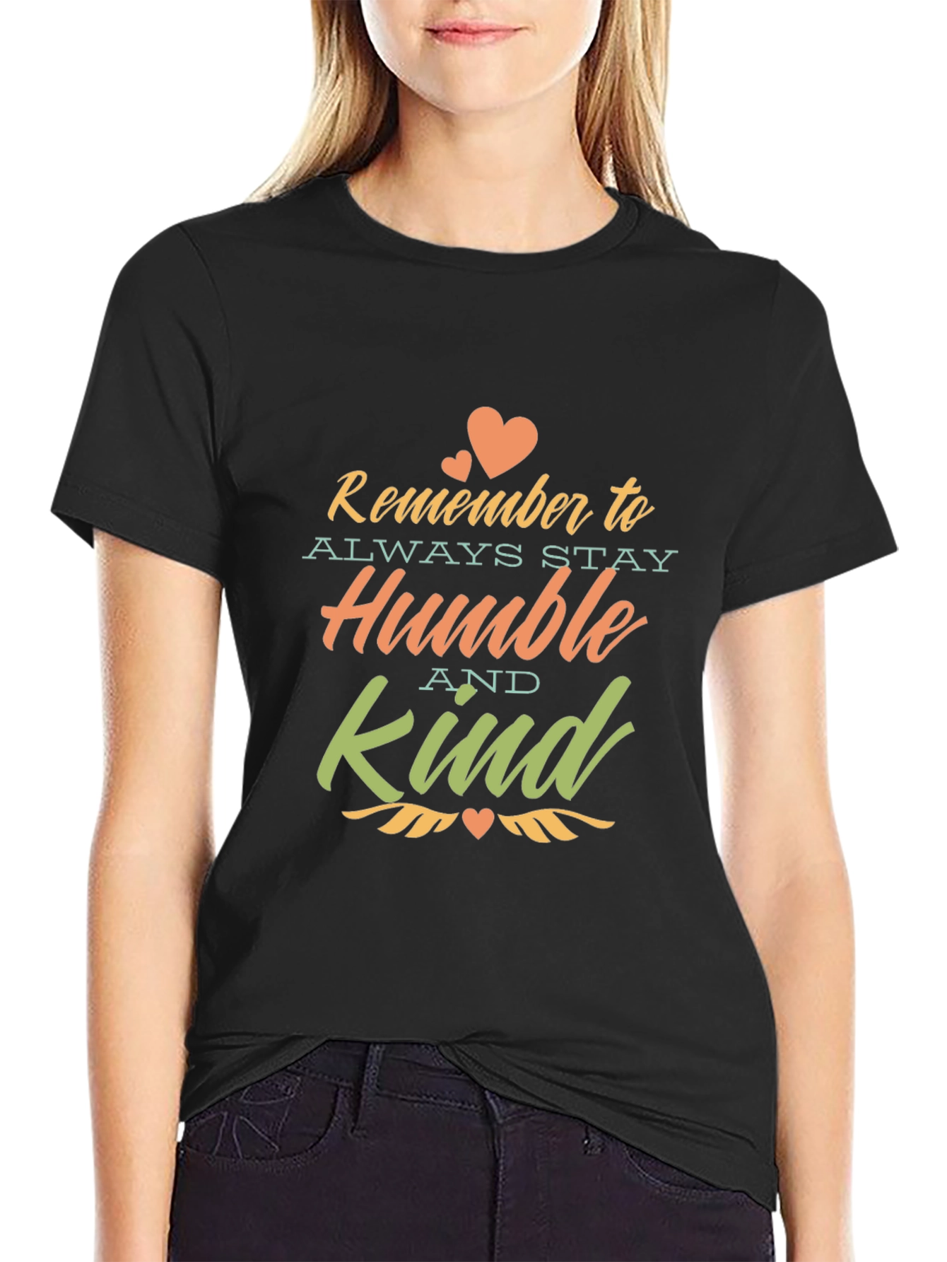 Black Remember to Stay Humble and Kind - Unisex T-Shirt view 2