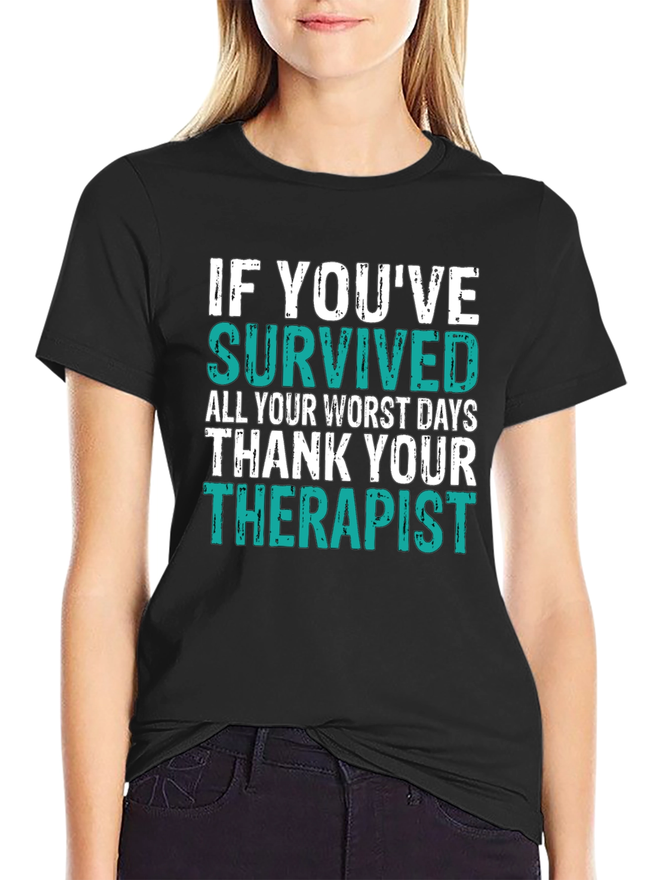 Black Thank Your Therapist T-Shirt view 2