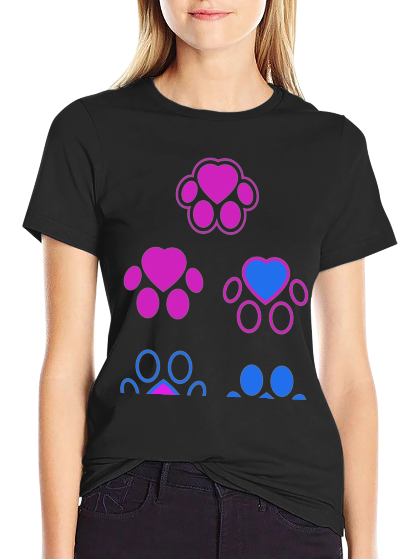 Bisexual Pride Paw Print T-Shirt - Black - 2
