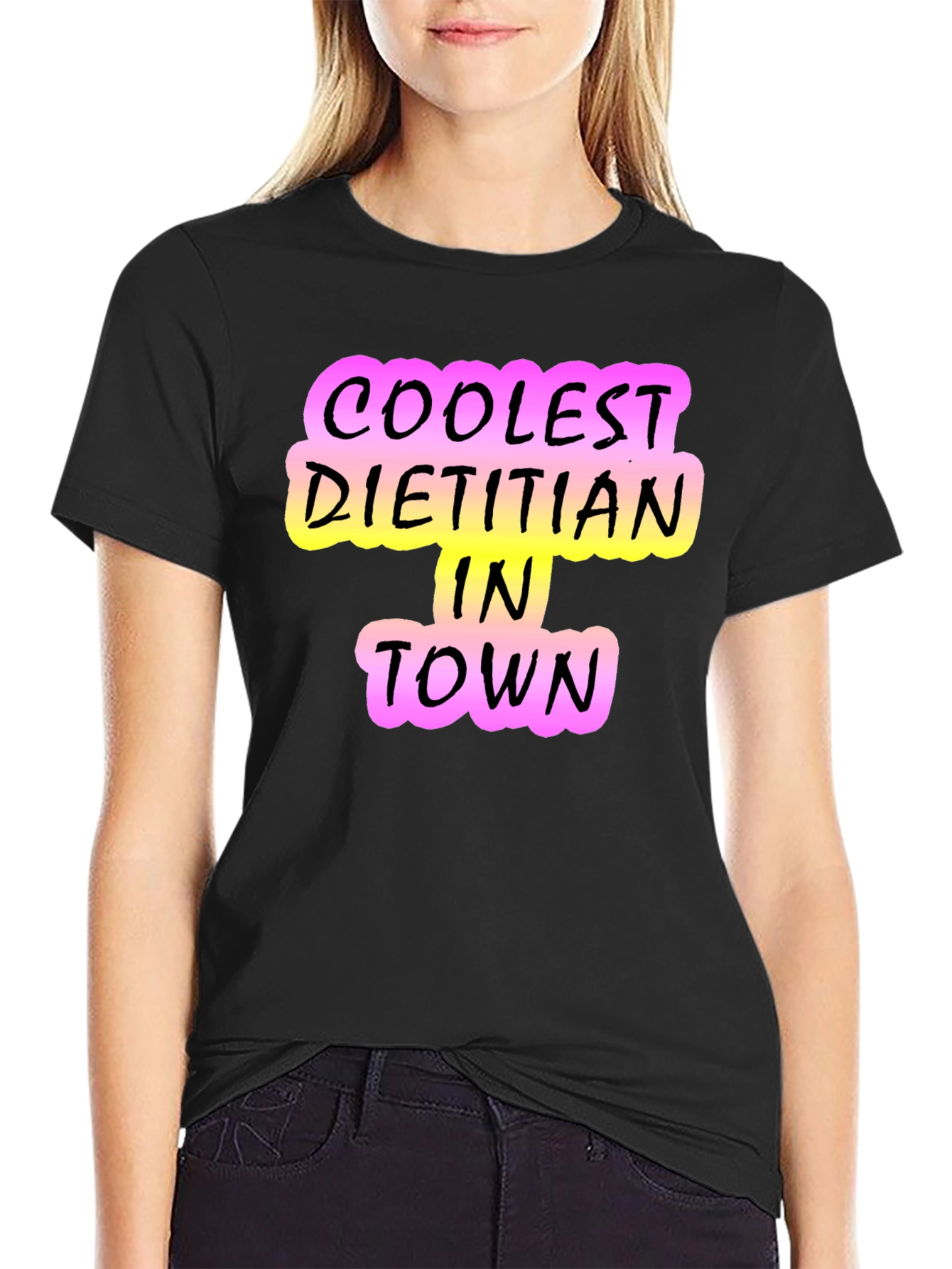 Black Coolest Dietitian in Town T-Shirt - Black view 2
