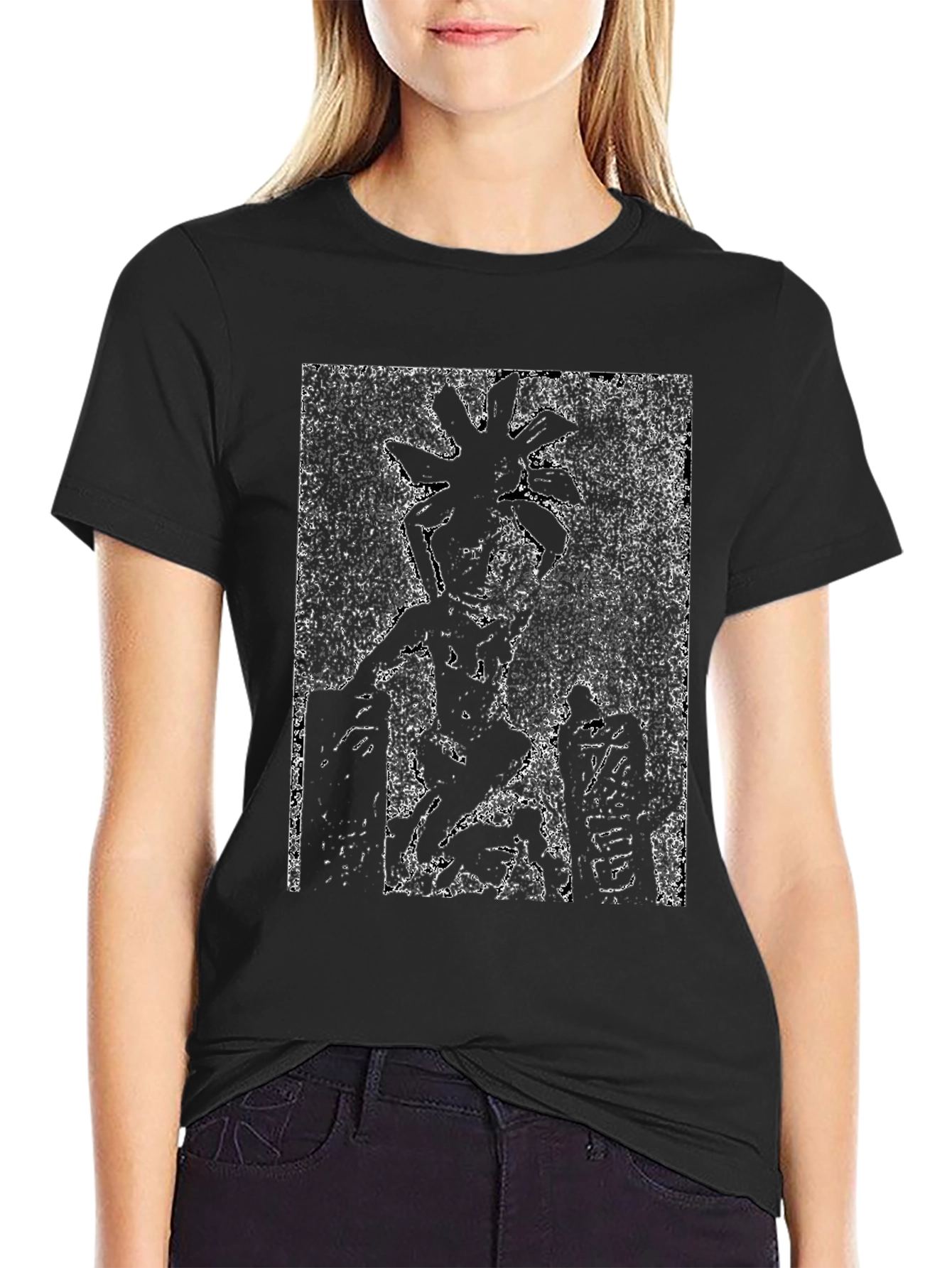Black Graphic Print Black T-Shirt view 2