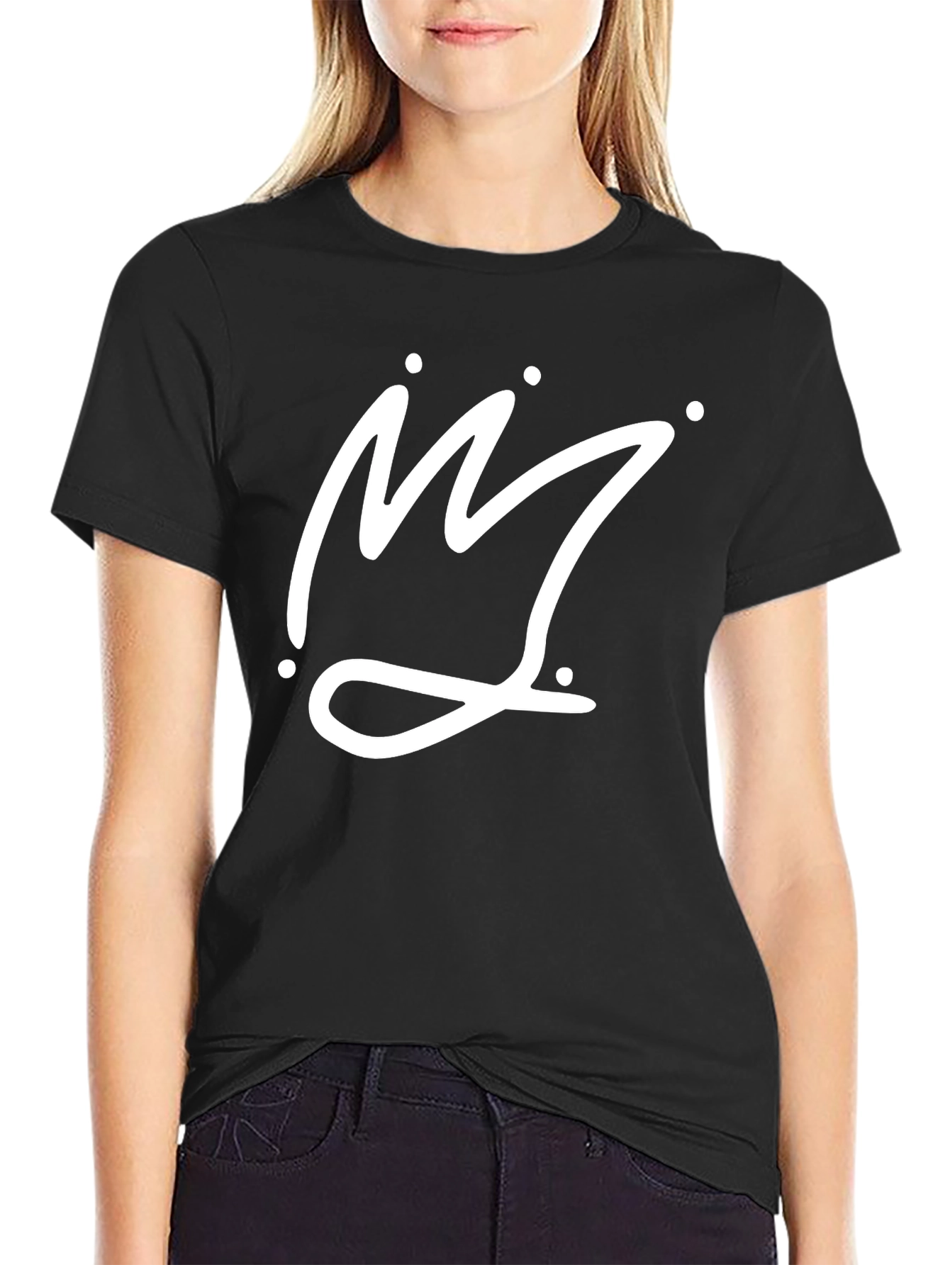 Black Crown Graphic Tee - Black Cotton Casual T-Shirt view 2