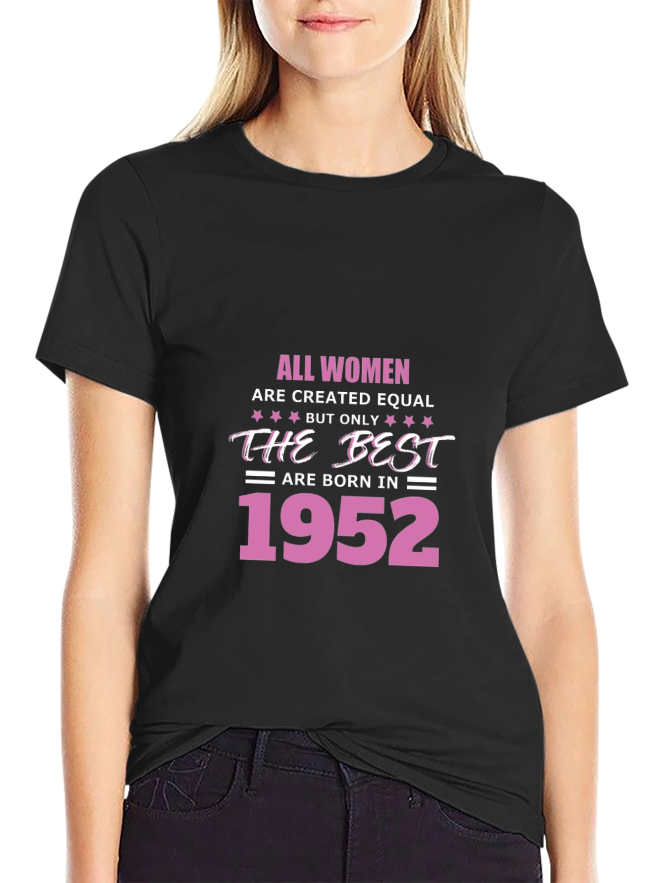 Black All Women Best Born in 1952 Black T-Shirt view 2