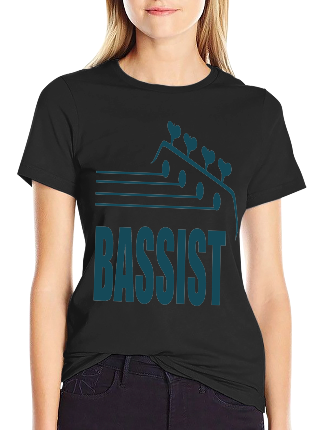 Black Bassist T-Shirt: Music Lover's Guitar Tee view 2